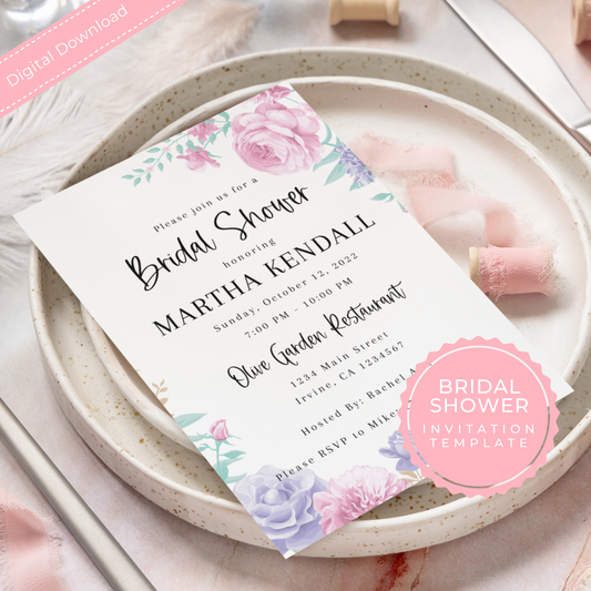 Bridal Shower Template Floral - Printable