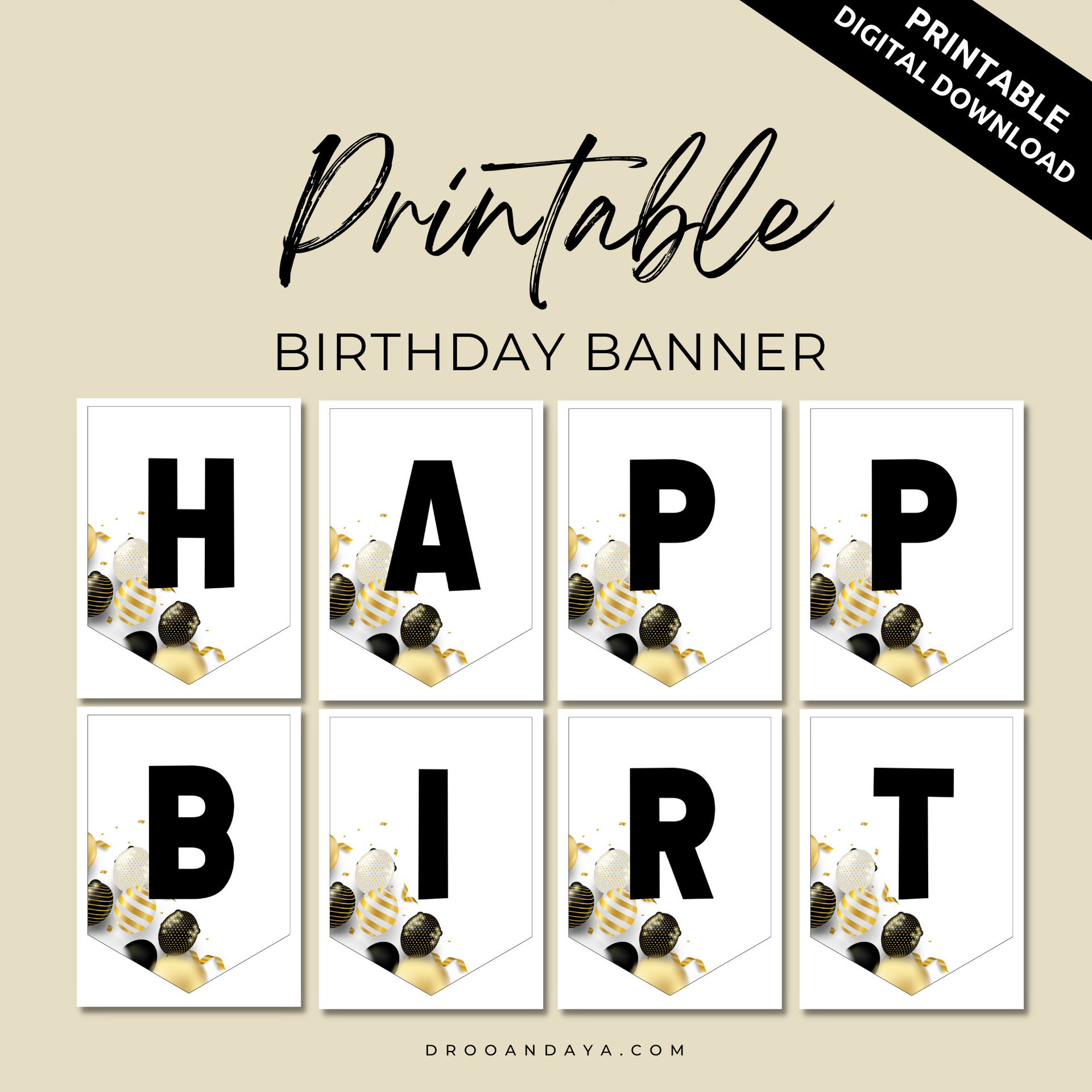 Happy Birthday Banner Printable PDF - Black and Gold Theme – Droo & Aya happy-birthday-banner-printable-pdf-black-and-gold-theme-droo-aya