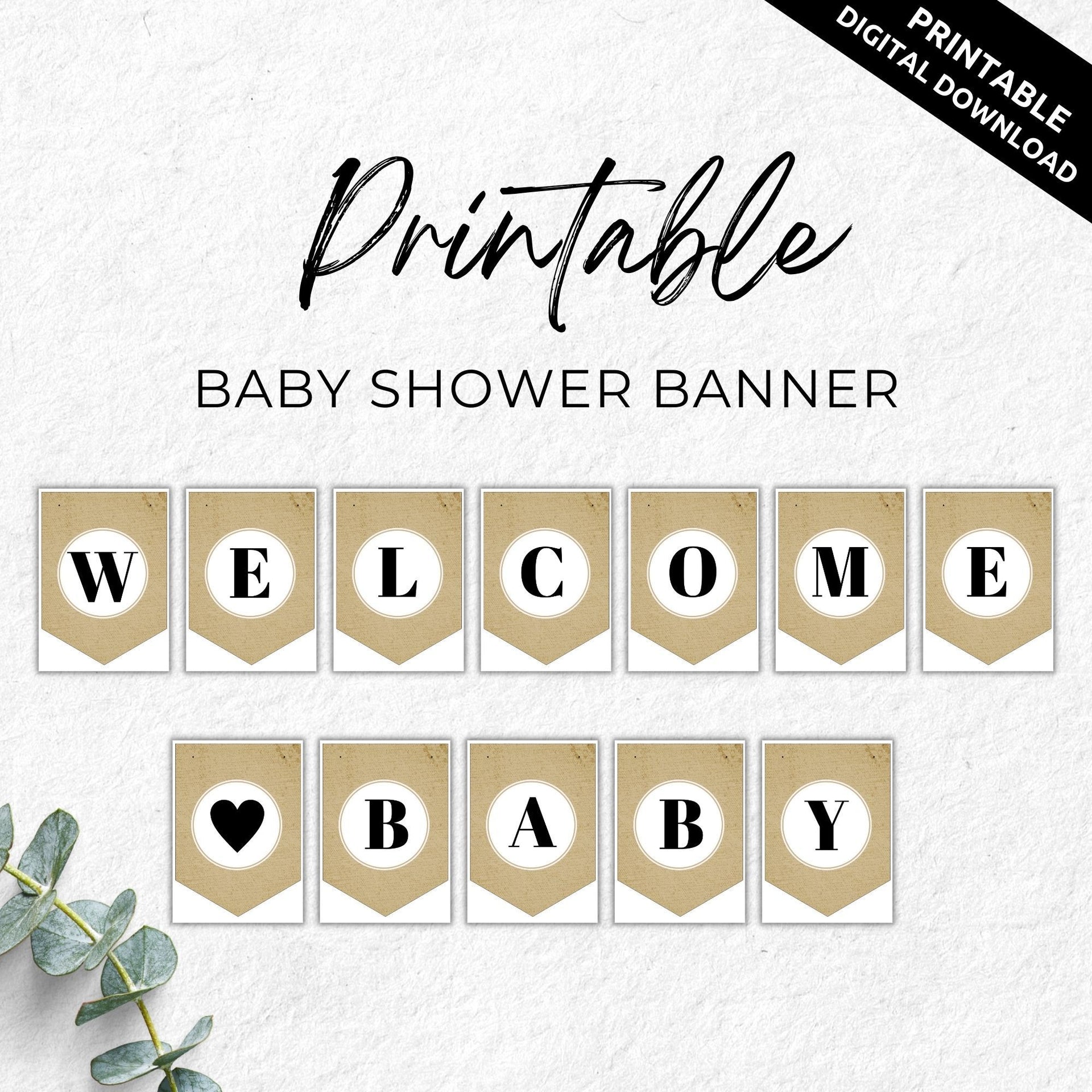 Shower Banner Letters Printable Baby Boy Baby Bunting Baby Shower