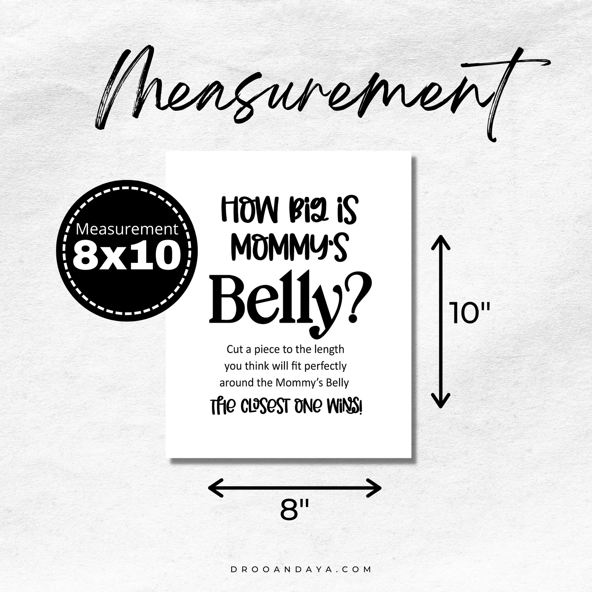 Minimalist How Big is Mommy's Belly Game Printable 