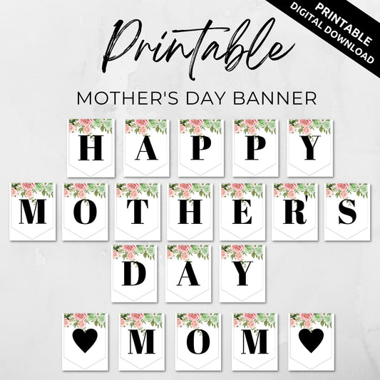 Mothers Day Banner Printable PDF - Floral
