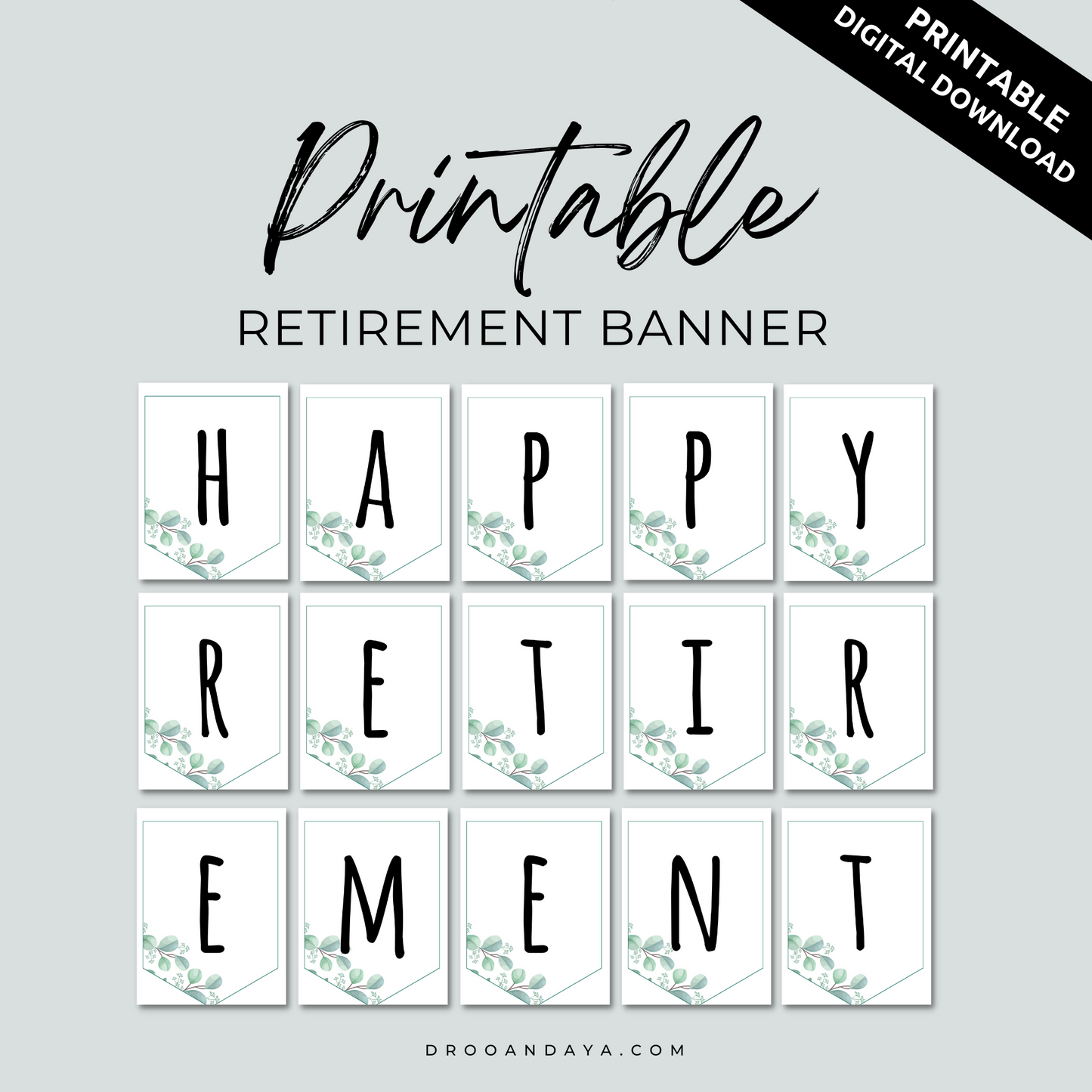 Retirement Party Printable Happy Retirement Banner - Droo & Aya