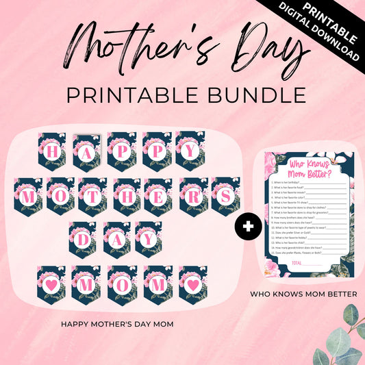 Printable Mother's Day Bundle Banner and Family Game