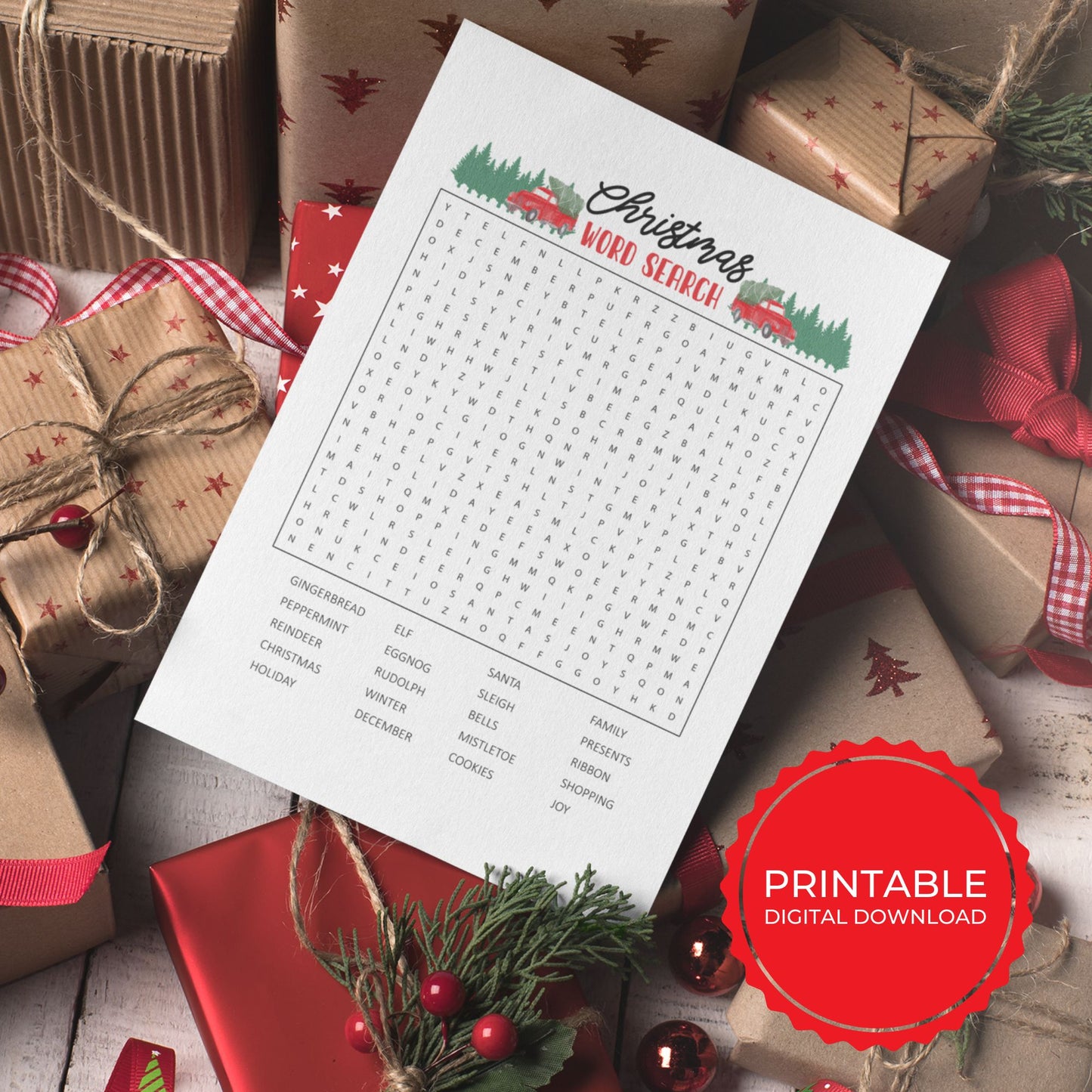 Printable Family Christmas Word Search Game