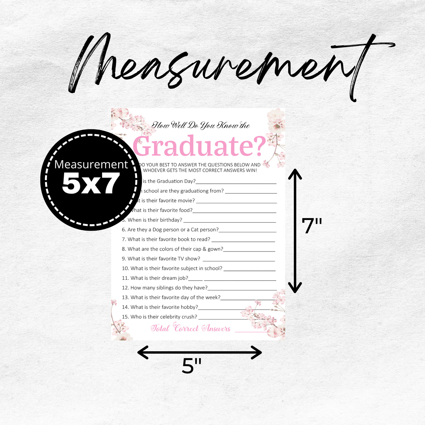 Class of 2022 Graduation Party Game Printable - How Well Do You Know the Graduate - Pink Floral