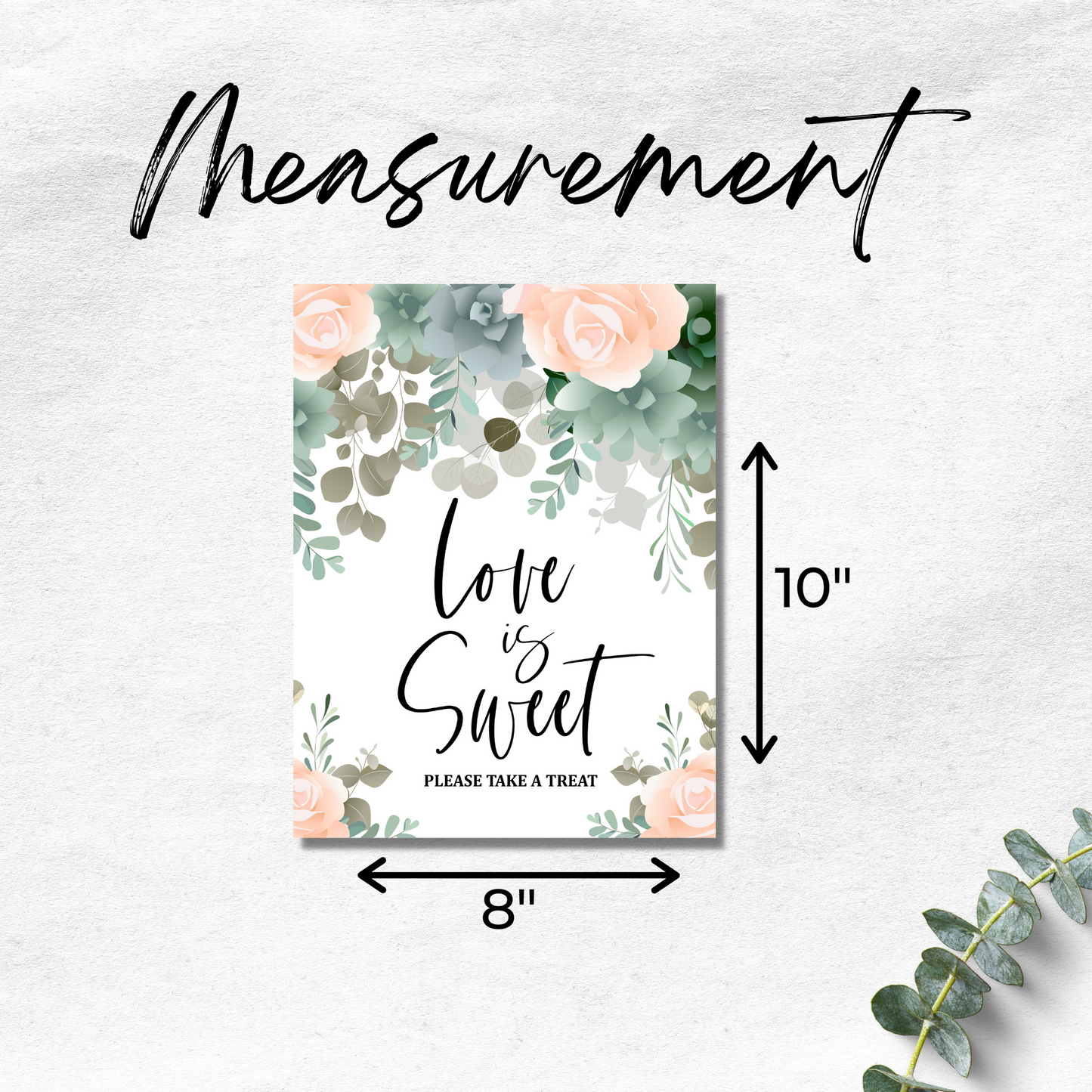 Love is Sweet Please Take a Treat Wedding Printable Sign - Floral