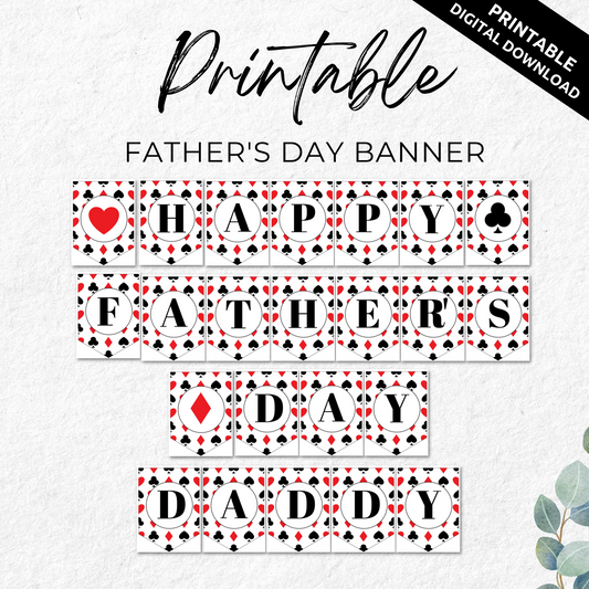 Happy Father's Day Daddy Printable Banner - Casino Theme