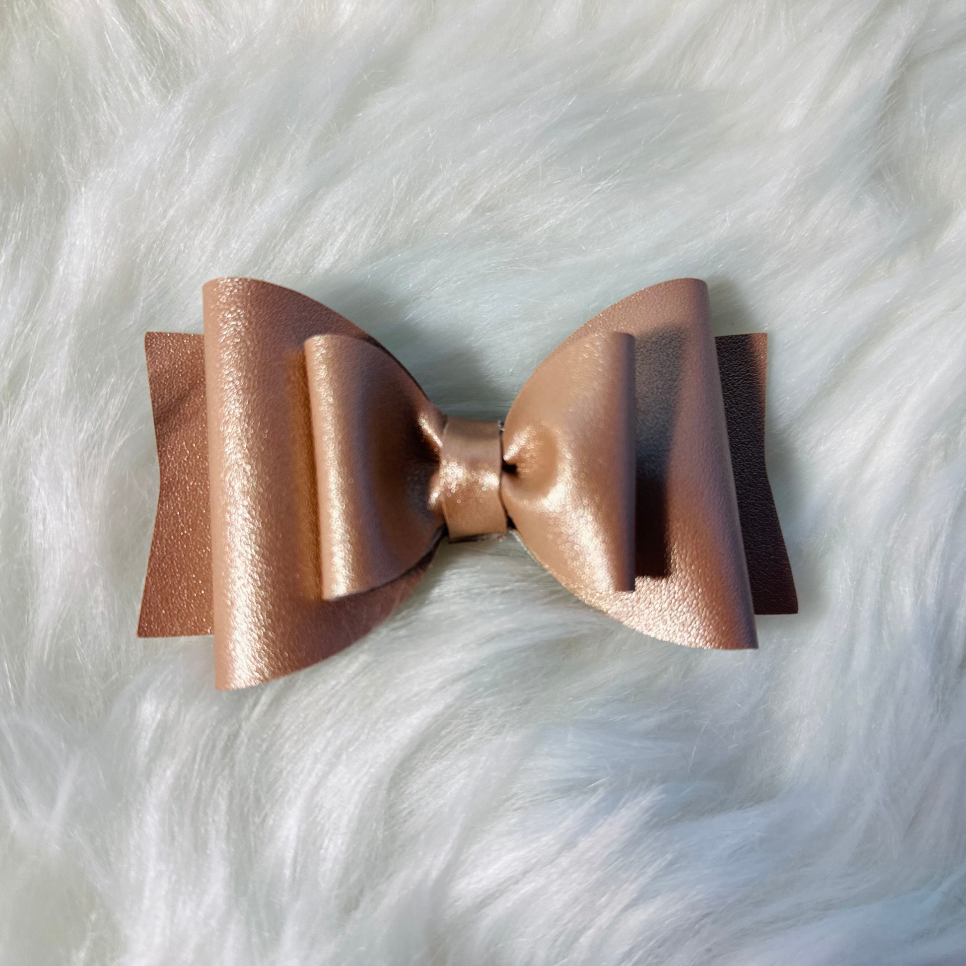 Rose Gold Handmade Faux Leather Hairbow