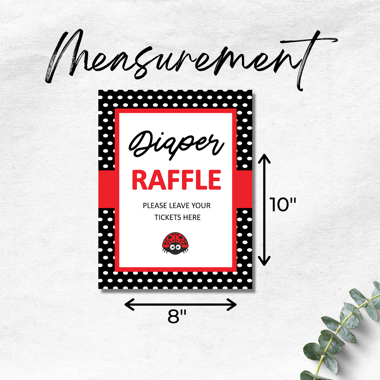 Ladybug Baby Shower Raffle Sign and Ticket - Printable