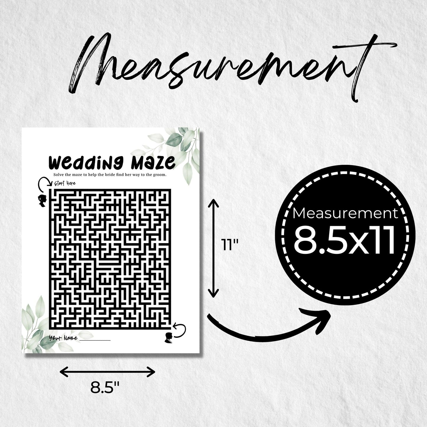 Greenery Wedding Maze Puzzle Printable