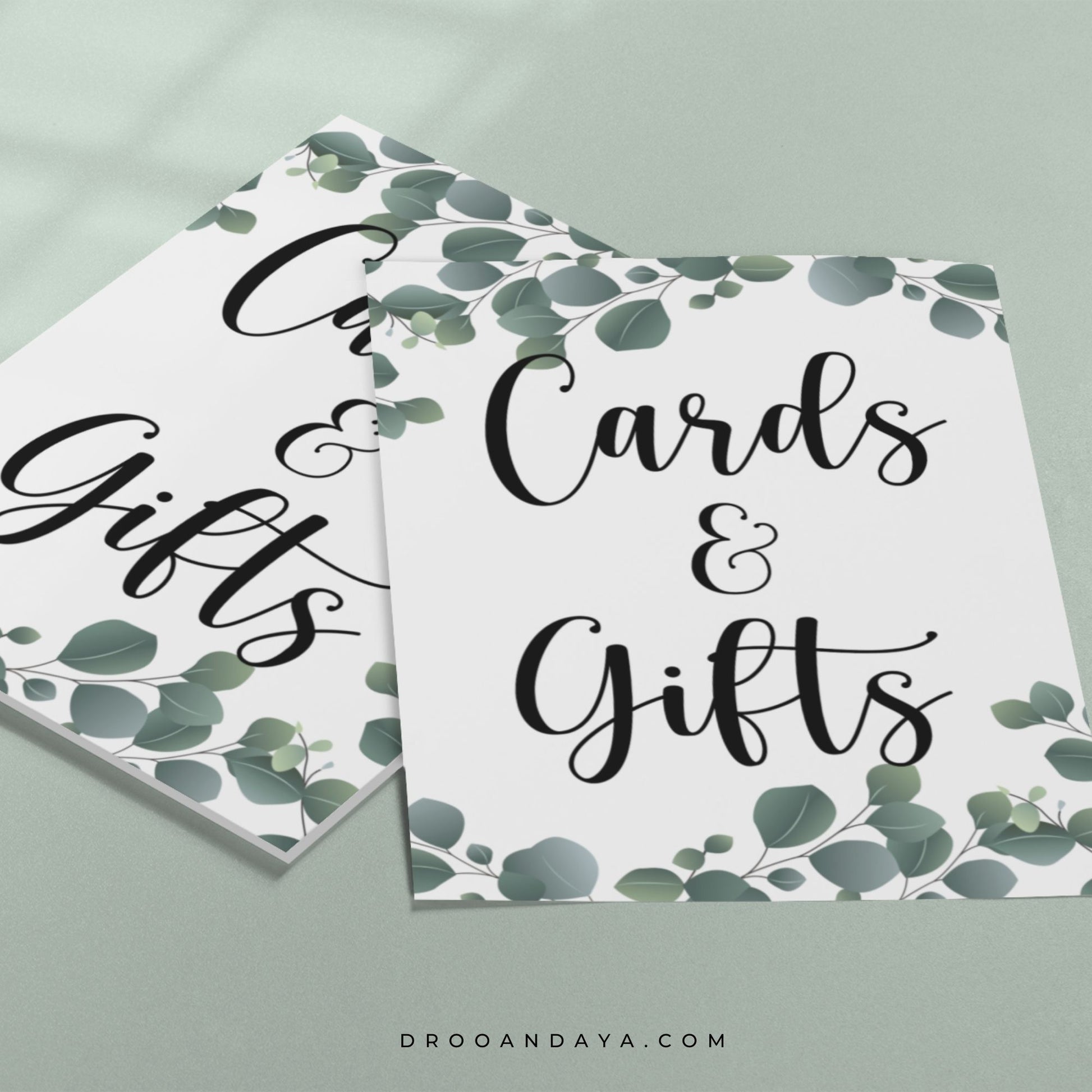 Cards and Gifts Sign Printable - Eucalyptus - Droo & Aya