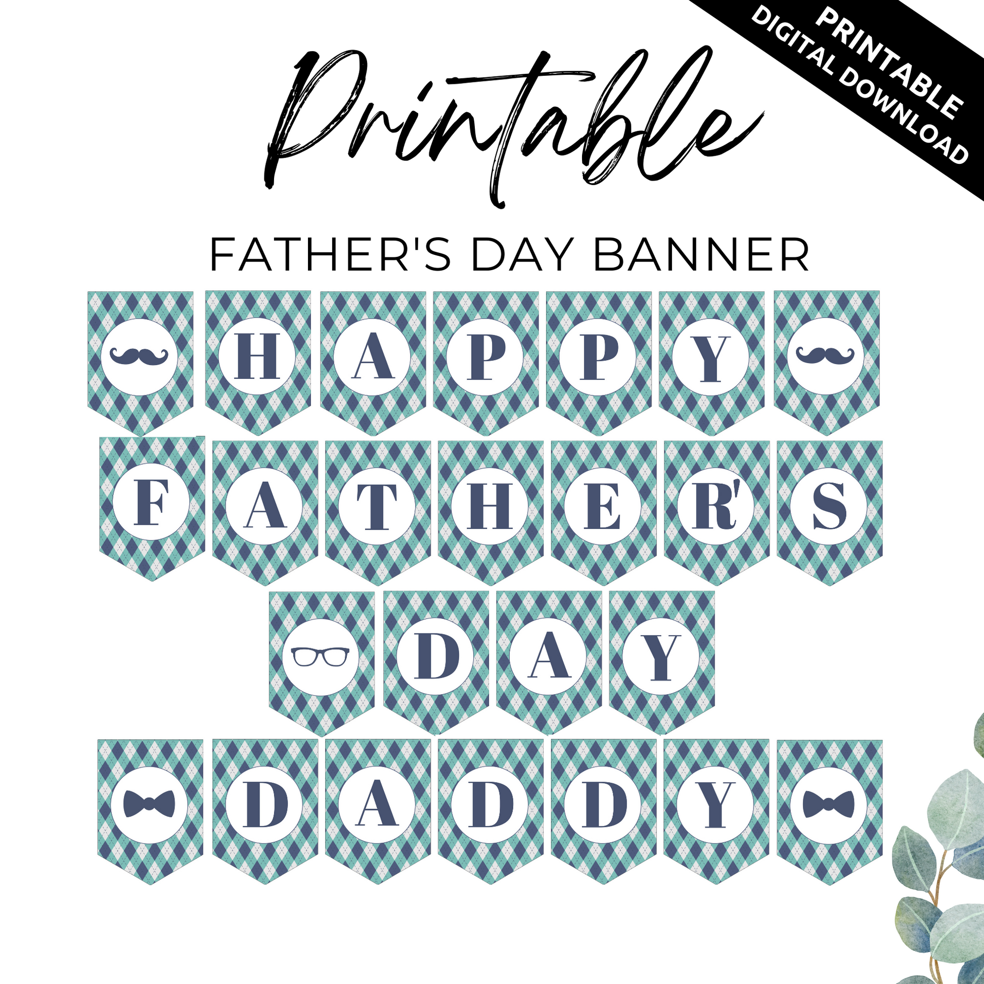 Happy Father's Day Daddy Printable Banner 