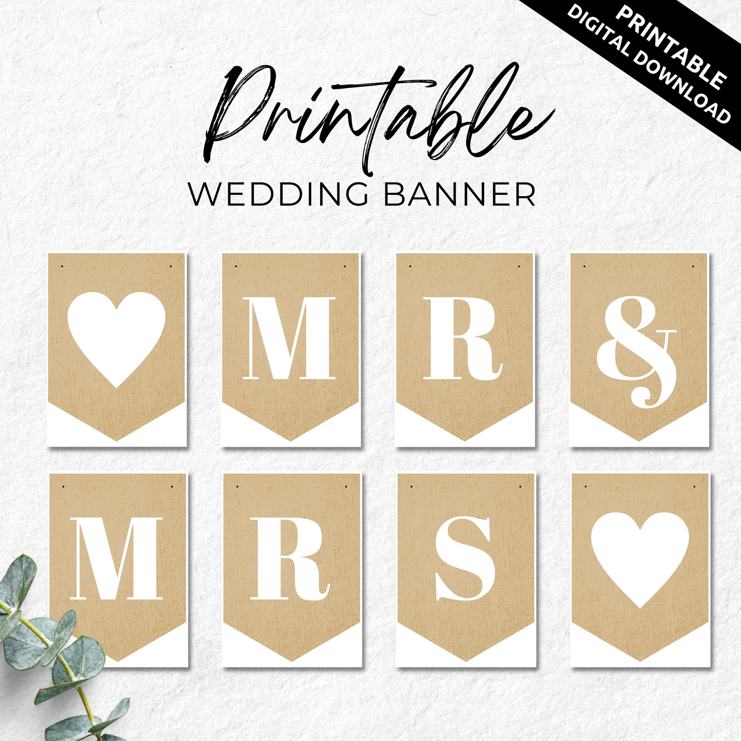 Mr and Mrs Bunting for Wedding Printable