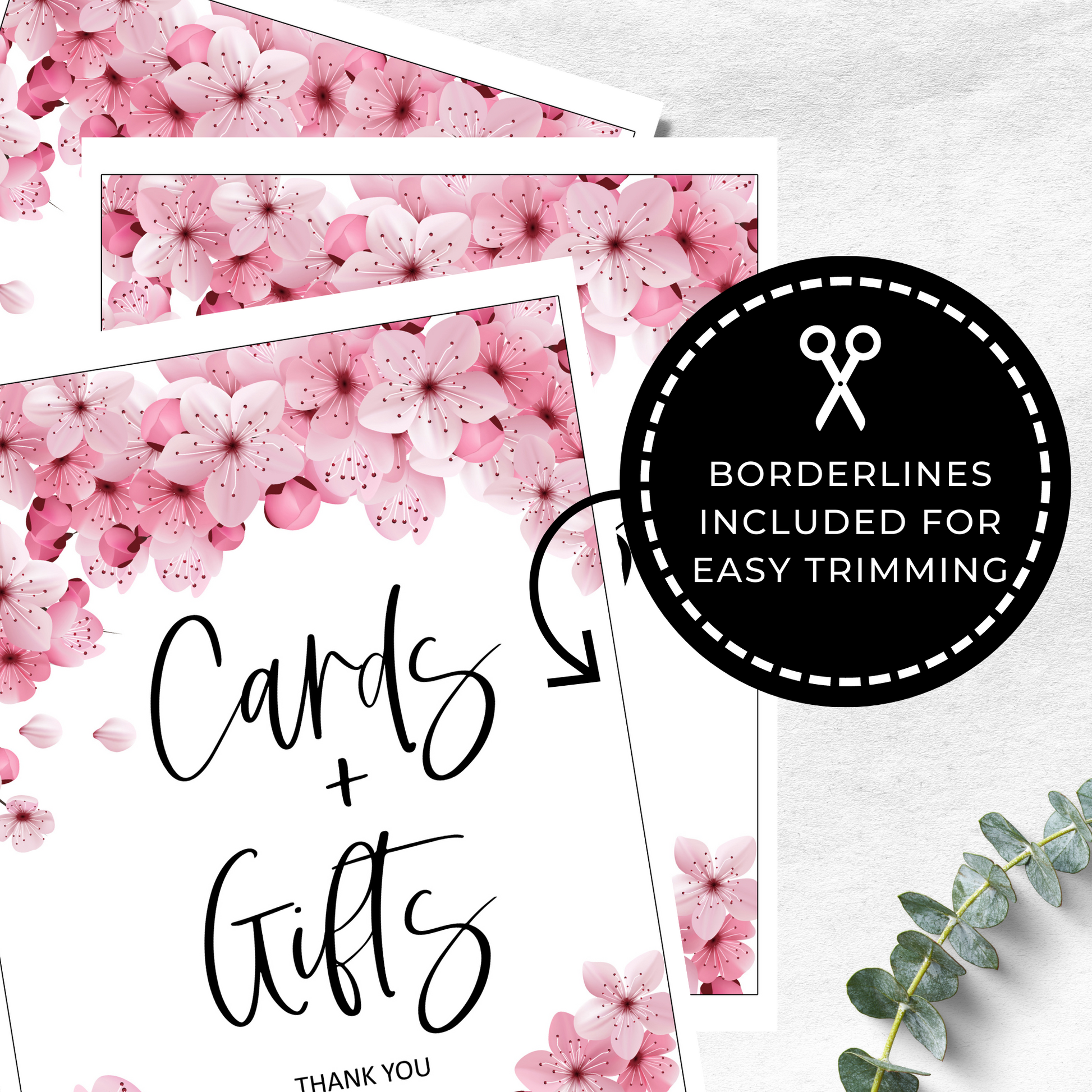 Cards and Gifts Wedding Table Sign - Pink Floral