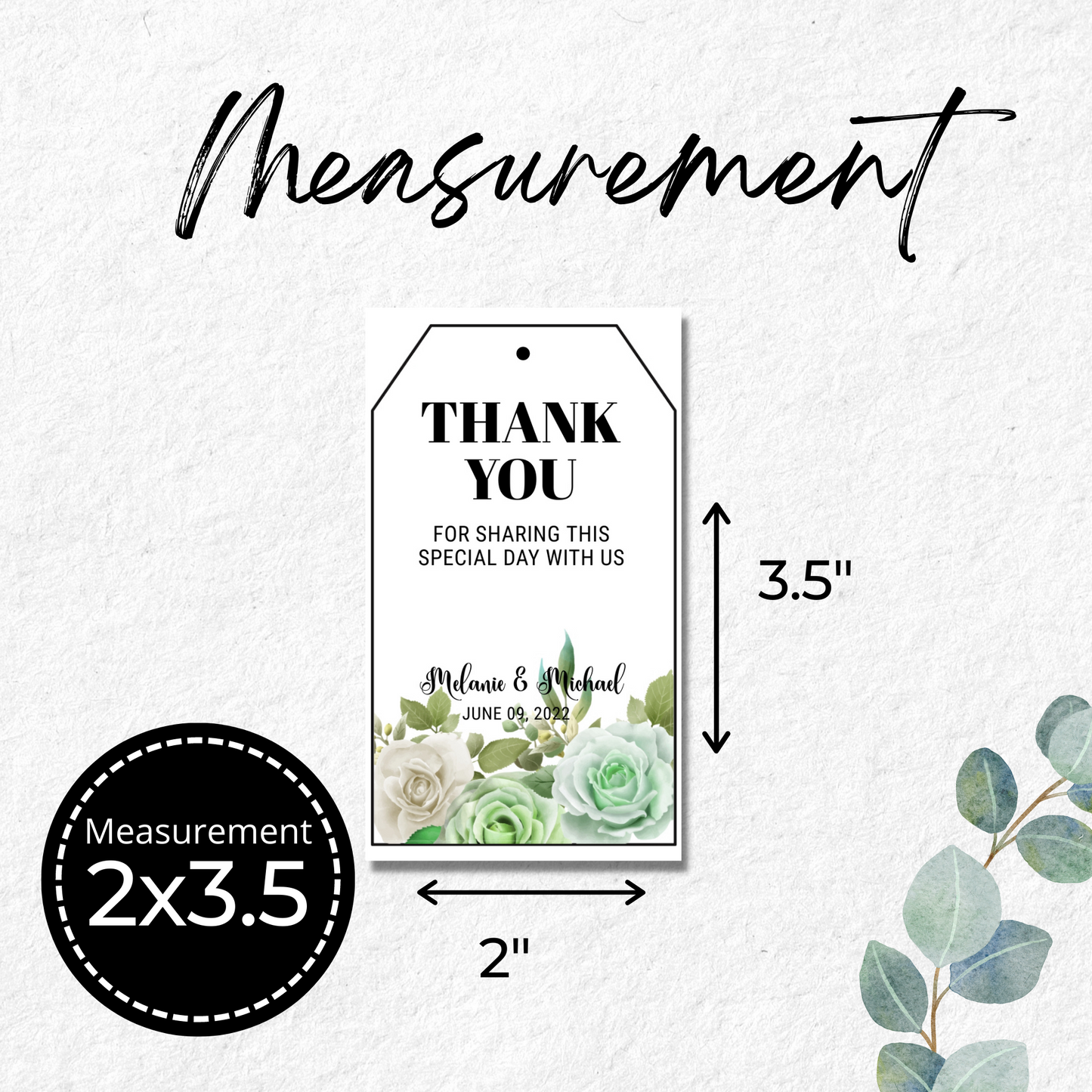 Greenery Wedding Favor Tag Template