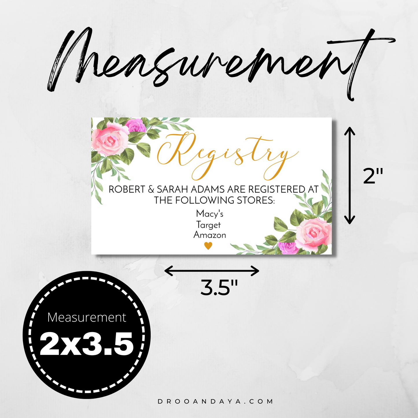 Gift Registry Template for a Bridal Shower - Floral - Droo & Aya