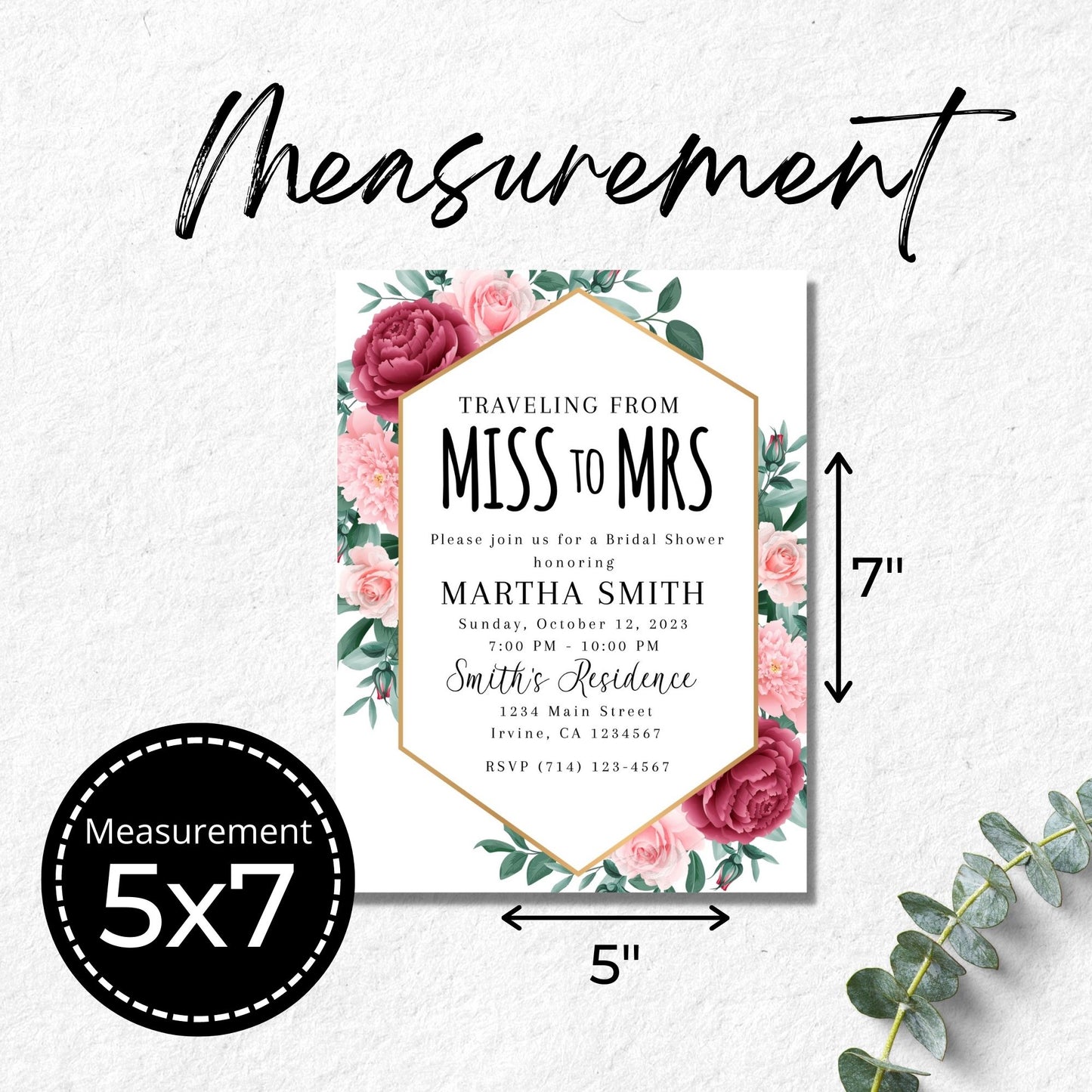 Miss to Mrs Invitation Template - Floral