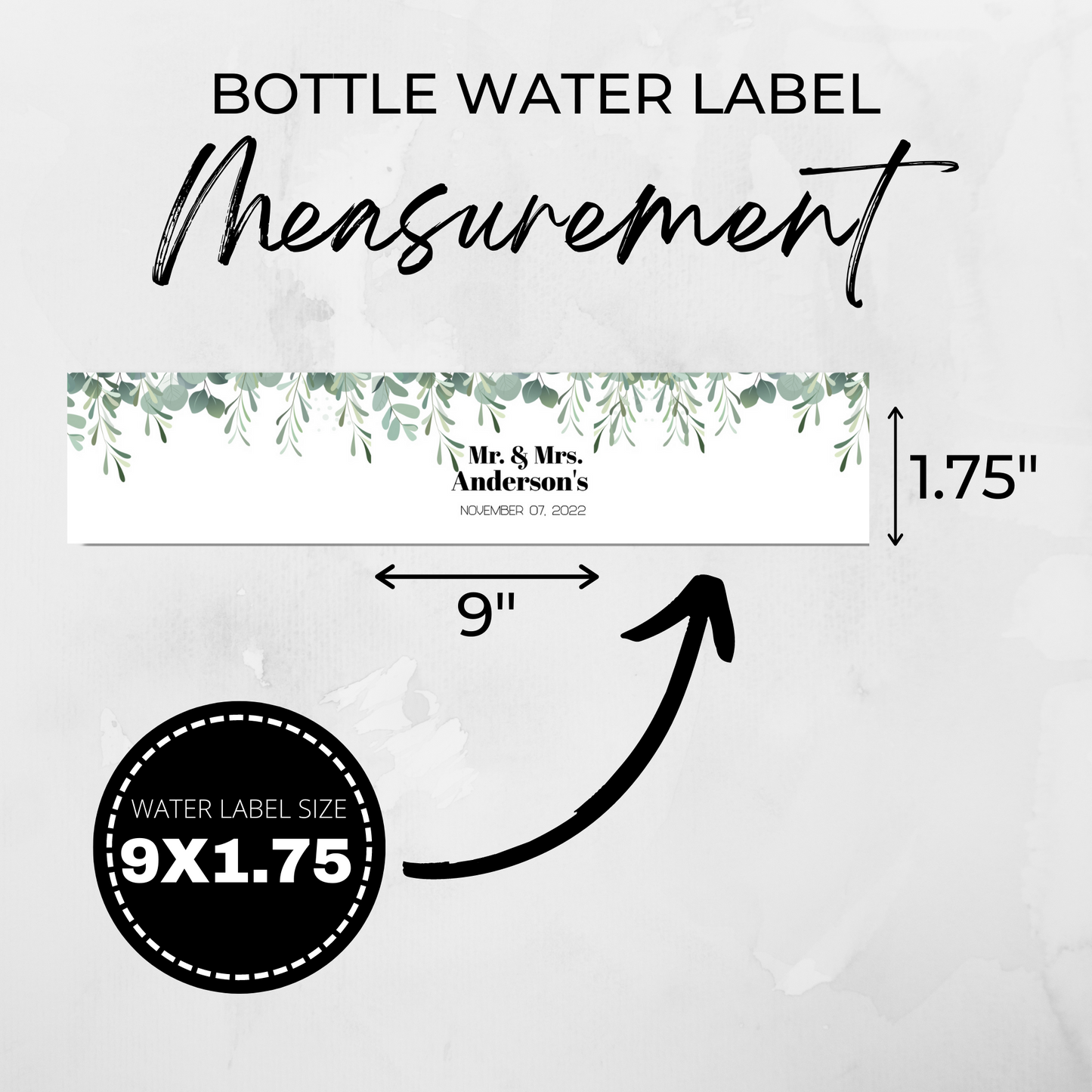 Wedding Water Bottle Labels Template - Greenery