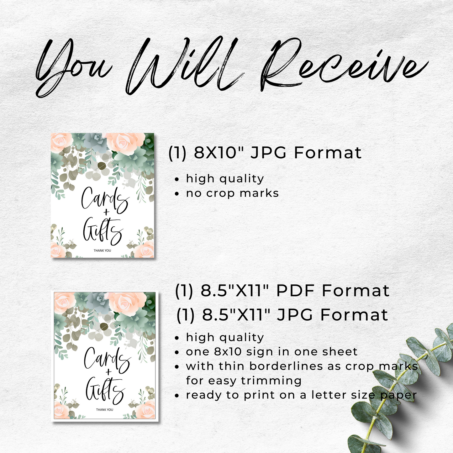 Cards and Gifts Sign Wedding Printable - Floral