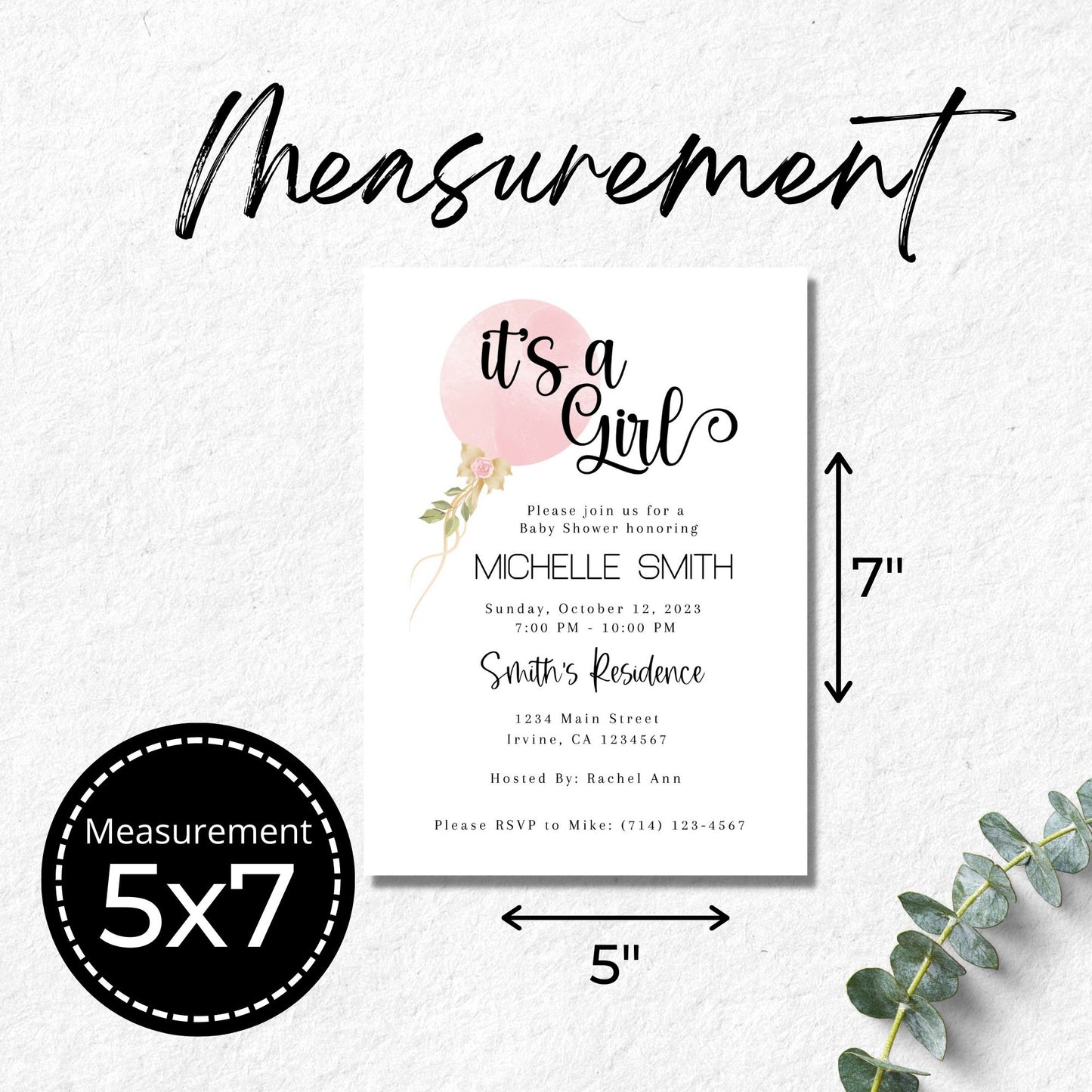 Pink Floral Baby Shower Invitation Template
