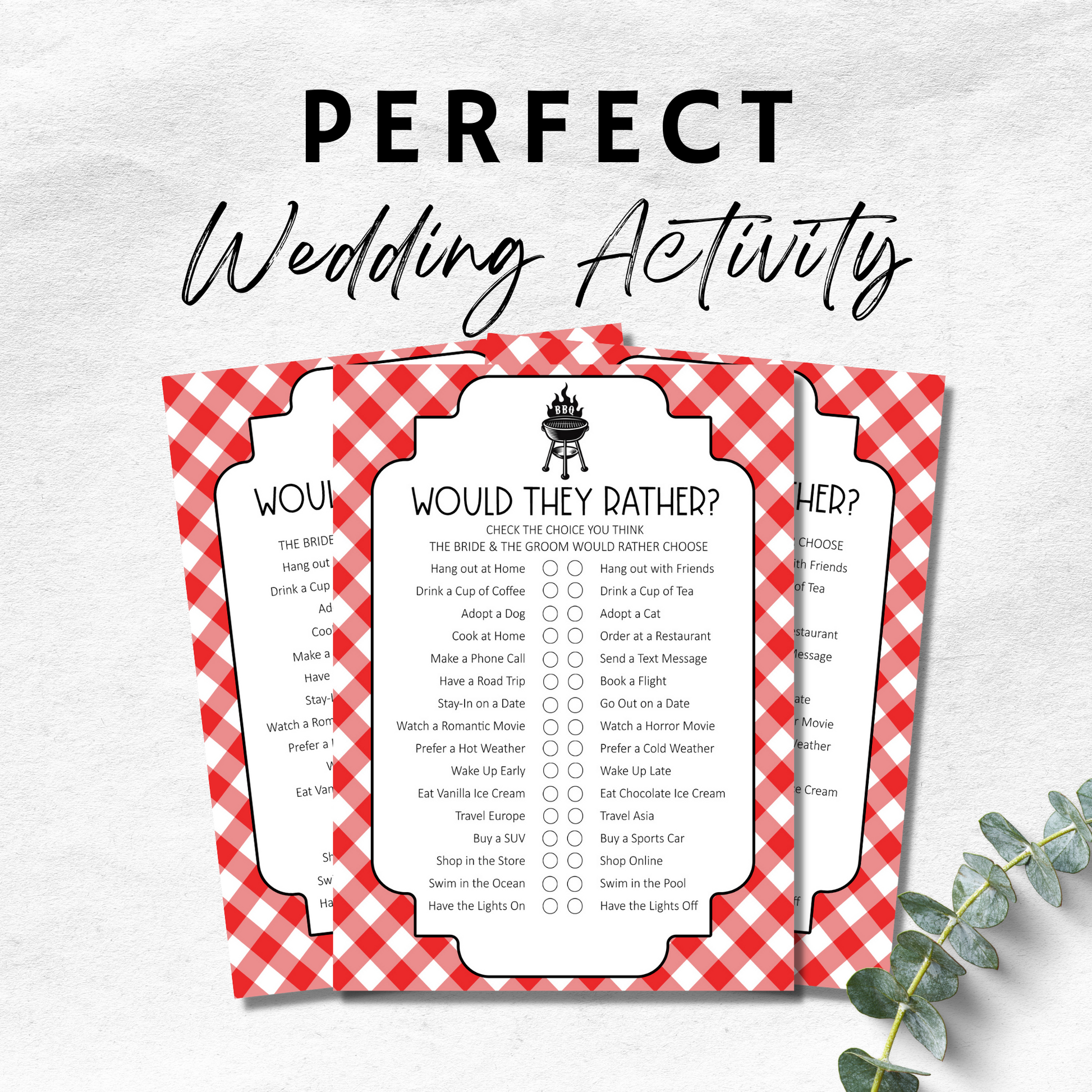 BBQ Themed Wedding Reception Game - Would They Rather