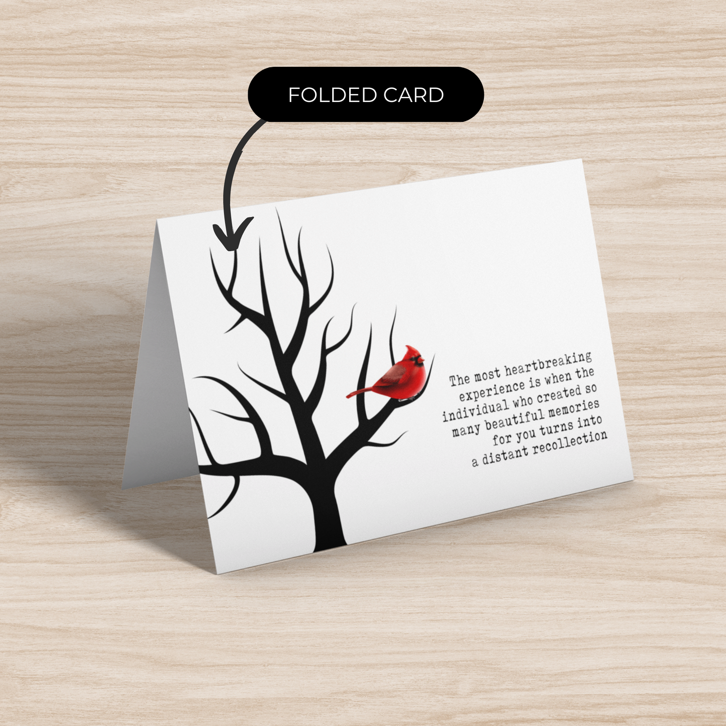 Cardinal Bird Sympathy Card, Bereavement Card, Condolence Card