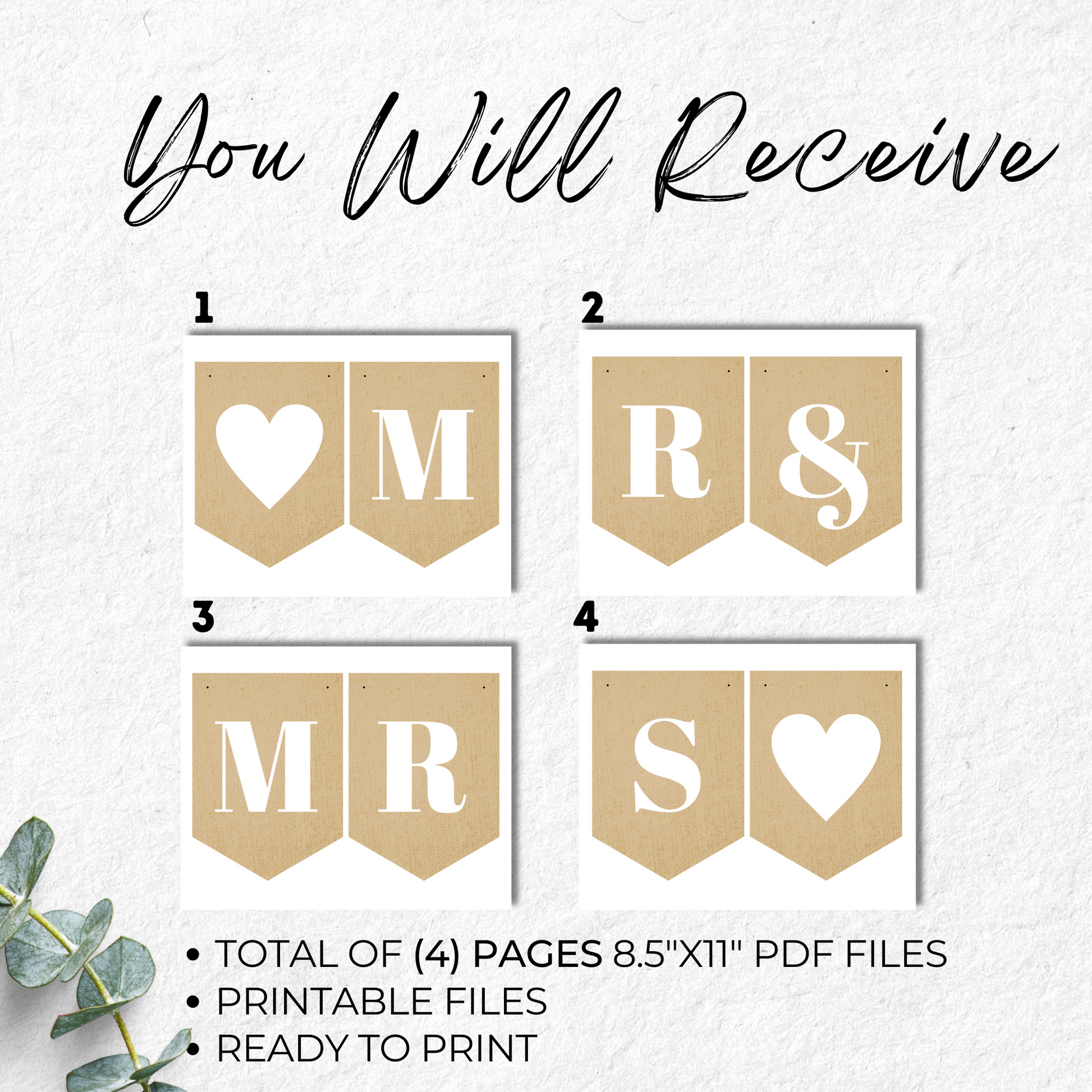 Mr and Mrs Bunting for Wedding Printable