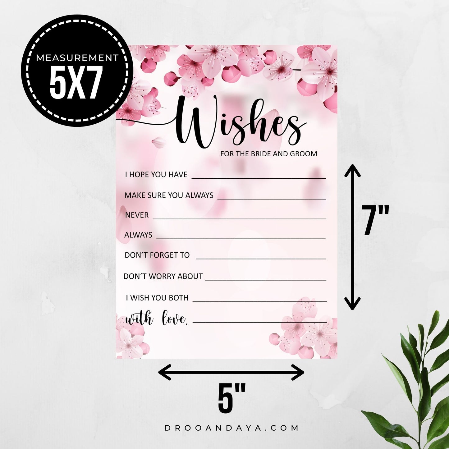 Wishes for the Bride and Groom Printable - Cherry Blossom - Droo & Aya