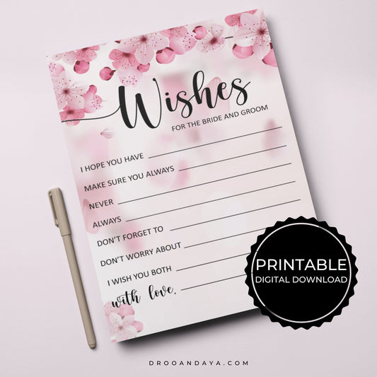 Wishes for the Bride and Groom Printable - Cherry Blossom - Droo & Aya