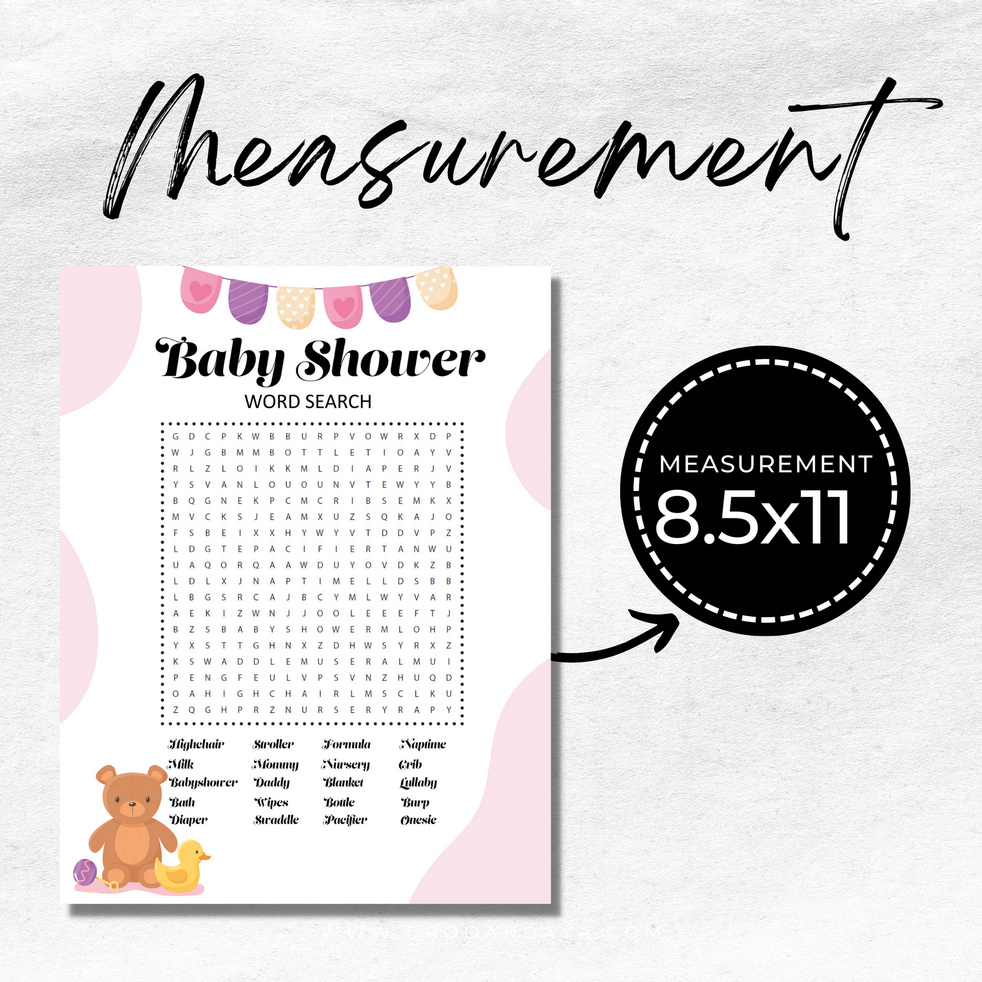 Word Search Baby Shower Game Printable