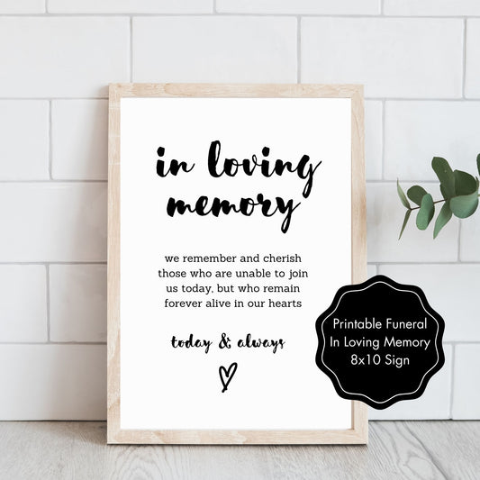 Printable In Loving Memory Memorial Sign for a Wedding