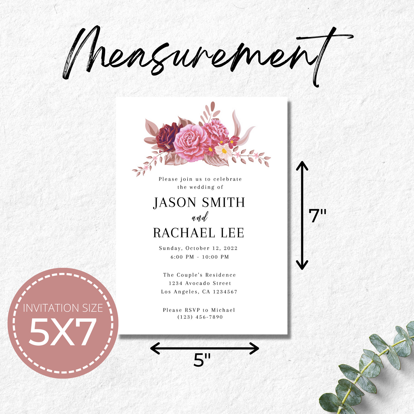 Wedding Invitation Template - Printable - Floral