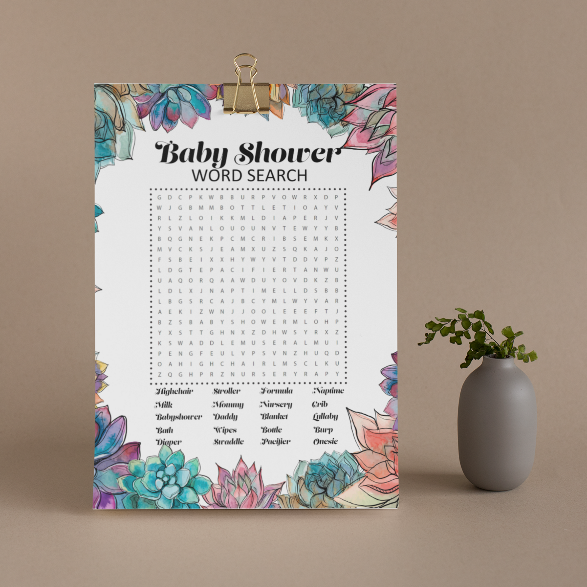 Baby Shower Games Word Search Printable