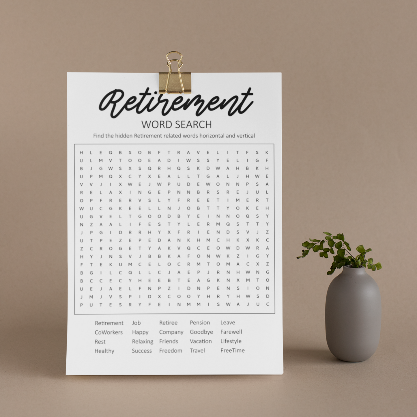 Retirement Word Search Printable Game