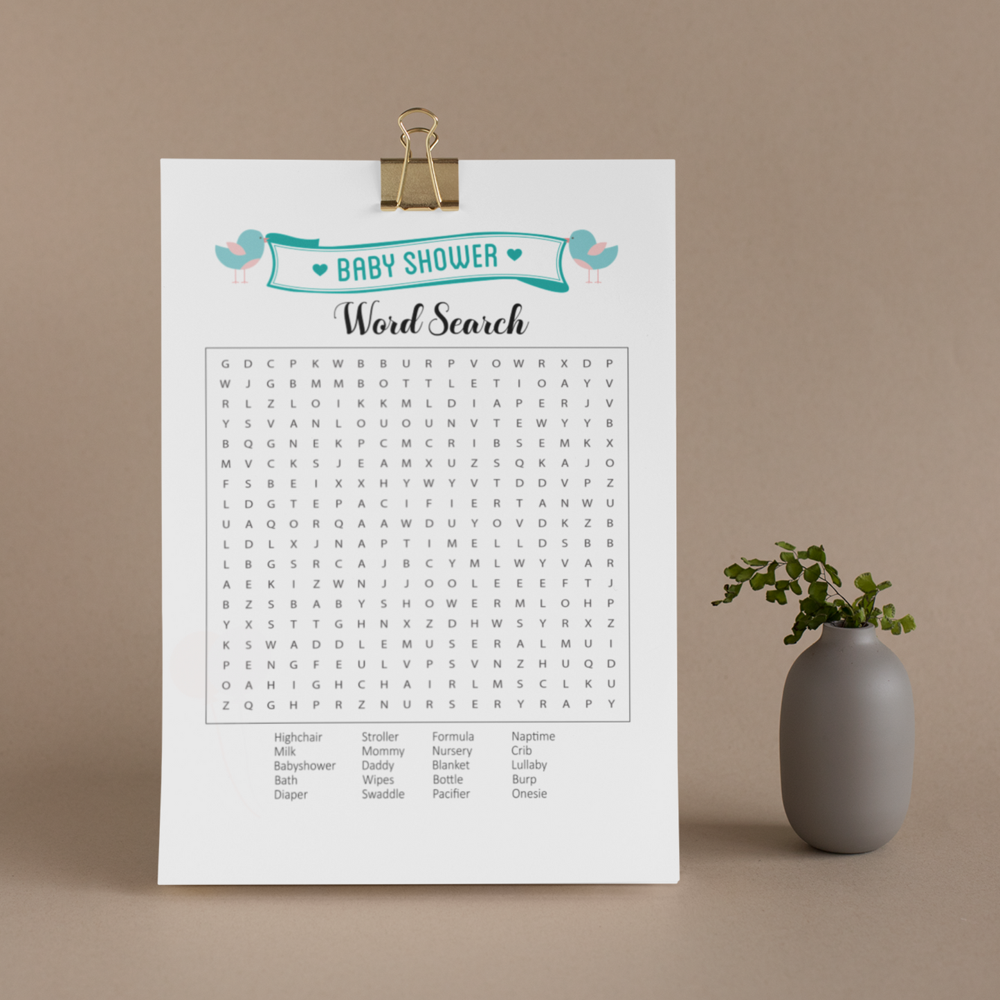 Baby Shower Party Game Printable Word Search