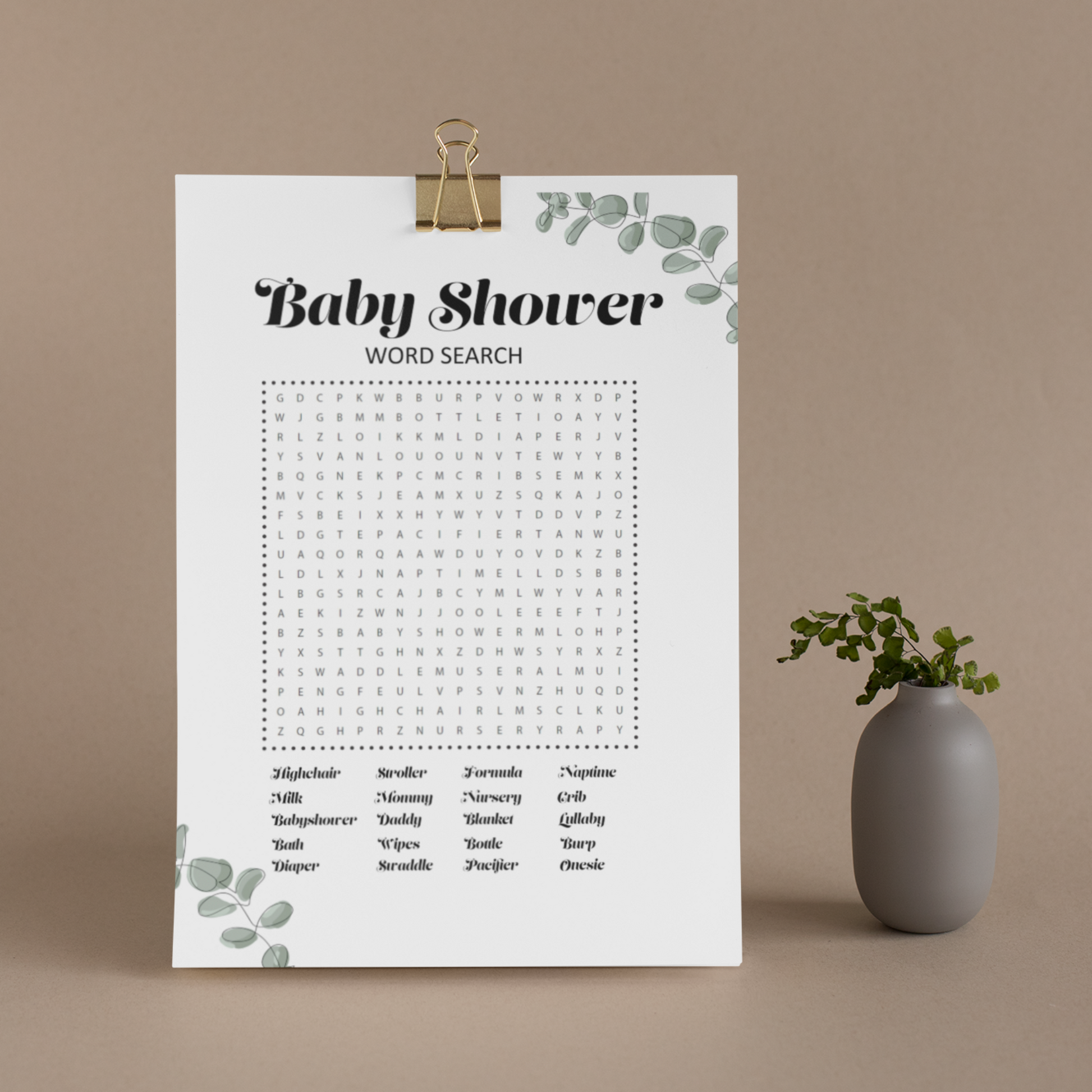 Baby Shower Word Search Game Printable