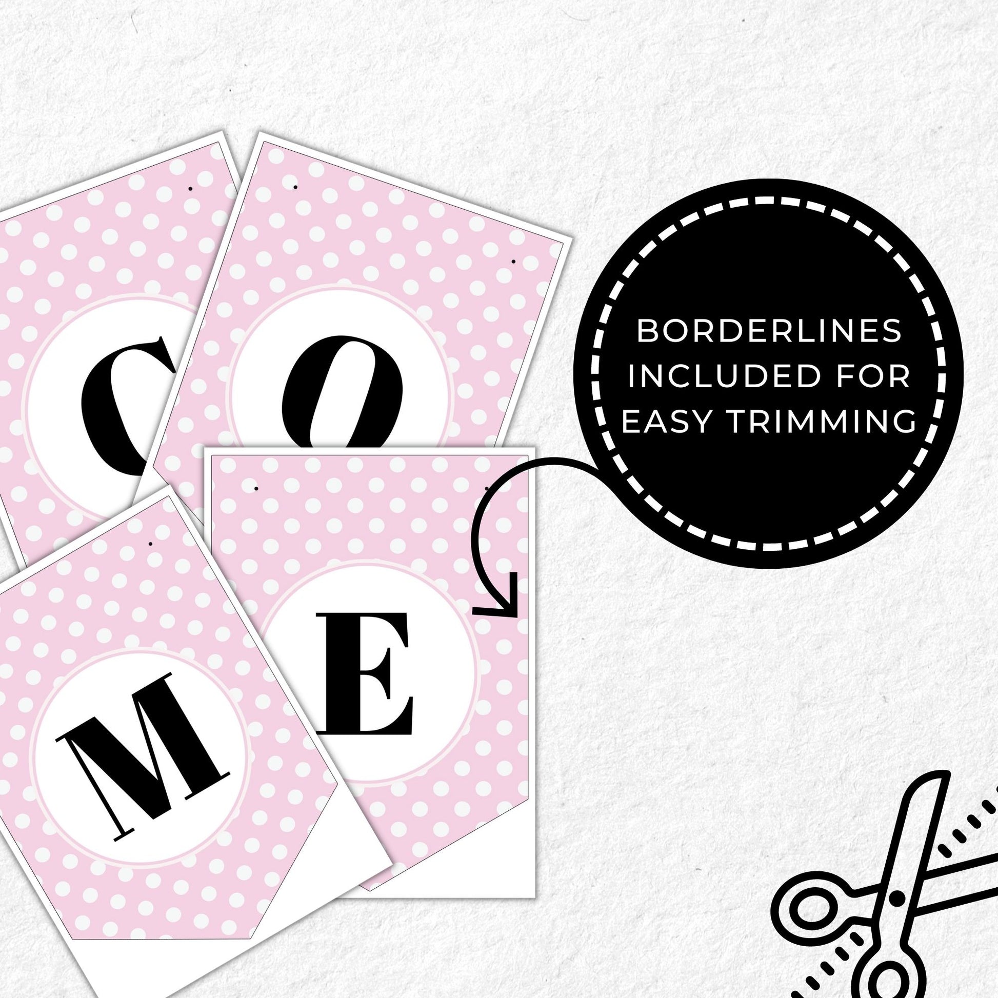 Pink Polka Dots Printable Welcome Baby Banner