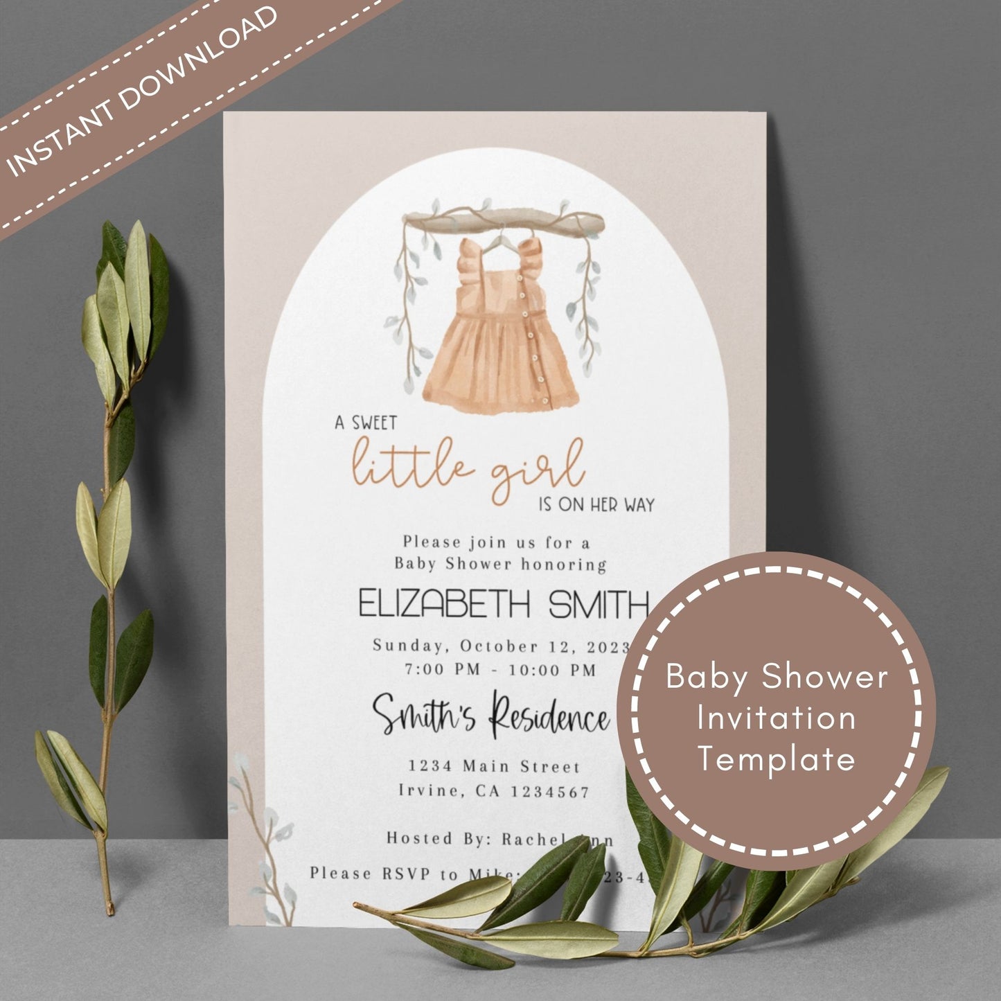 A Sweet Little Girl is On Her Way Baby Shower Invitation Template