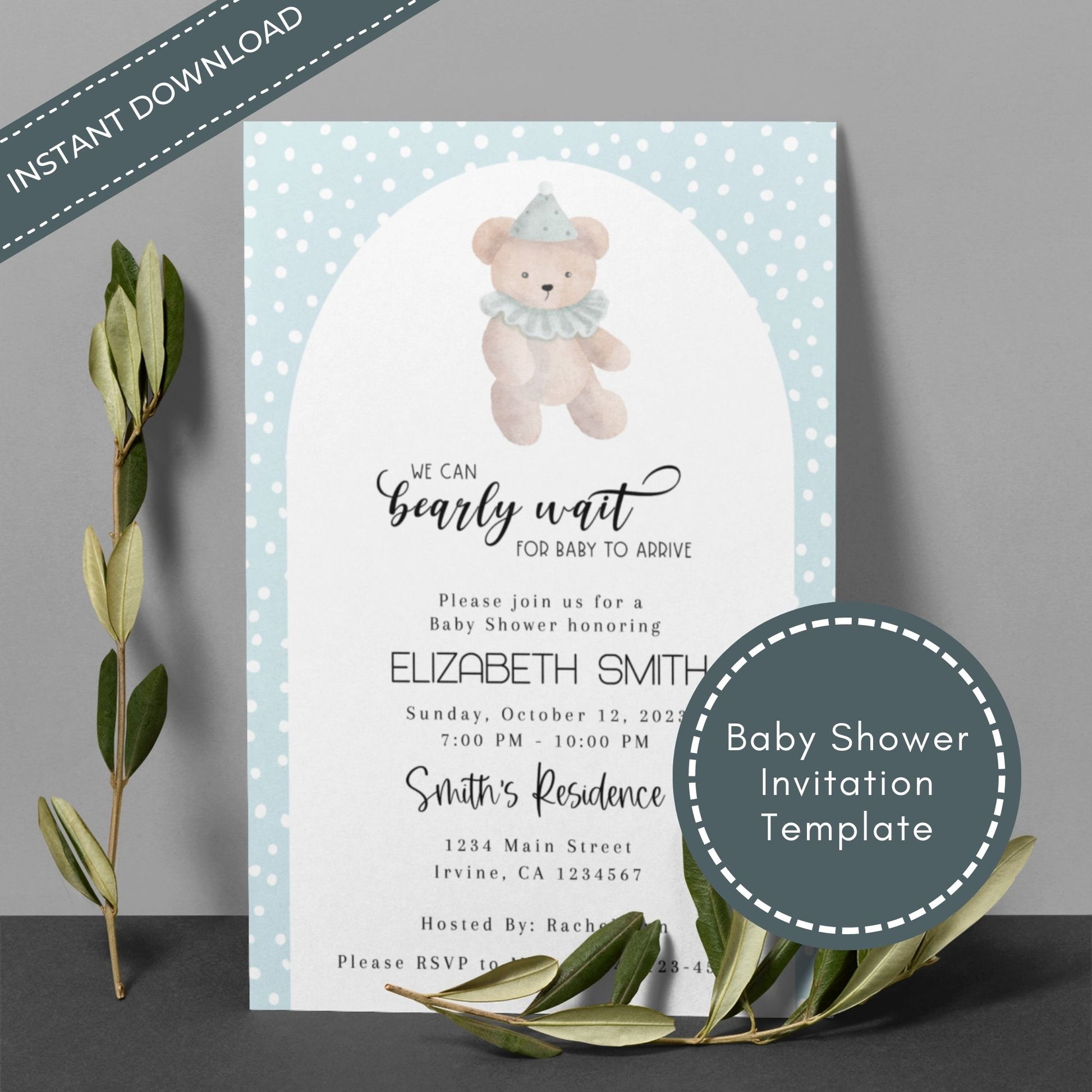 We Can Bearly Wait Baby Shower Invitation Template