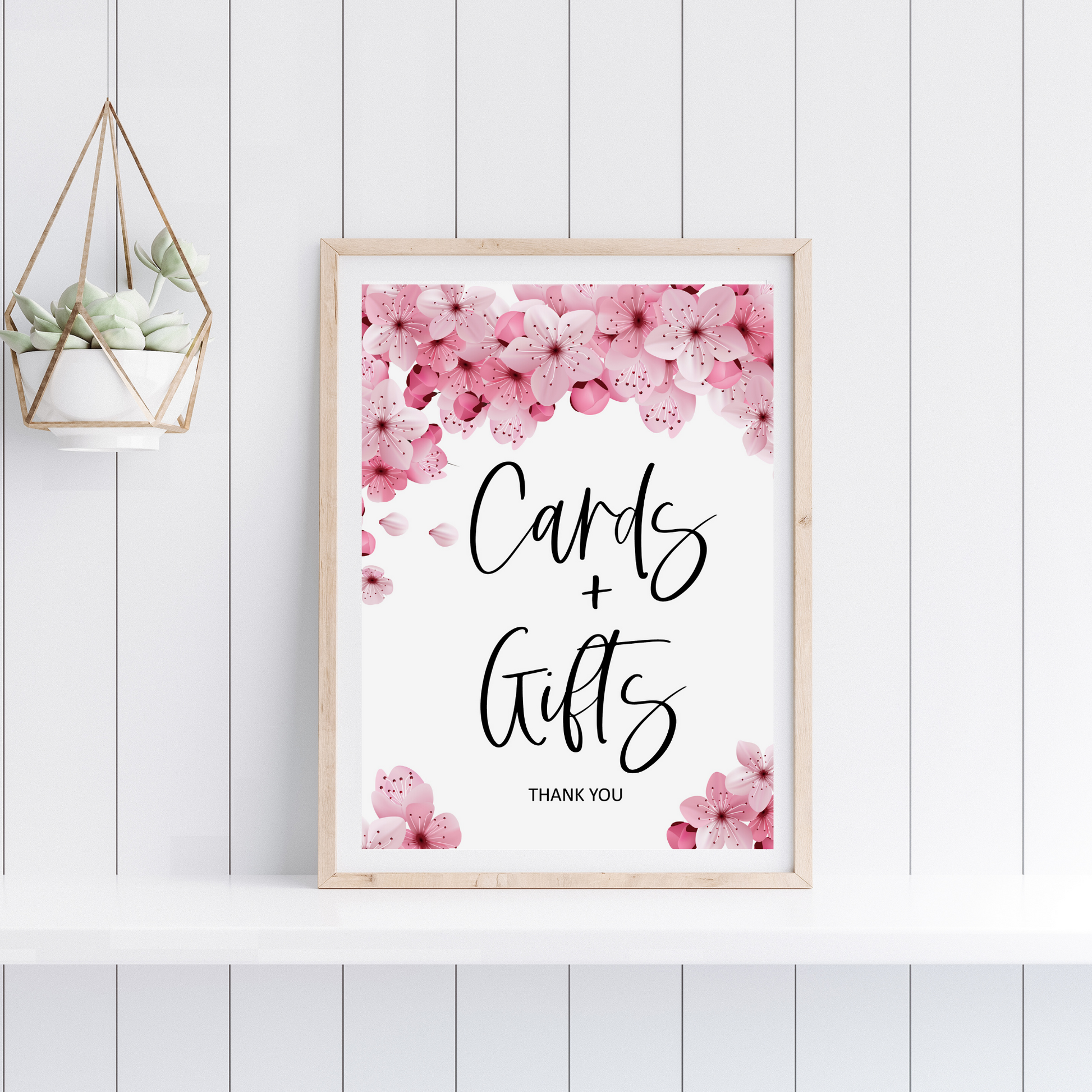 Cards and Gifts Wedding Table Sign - Pink Floral