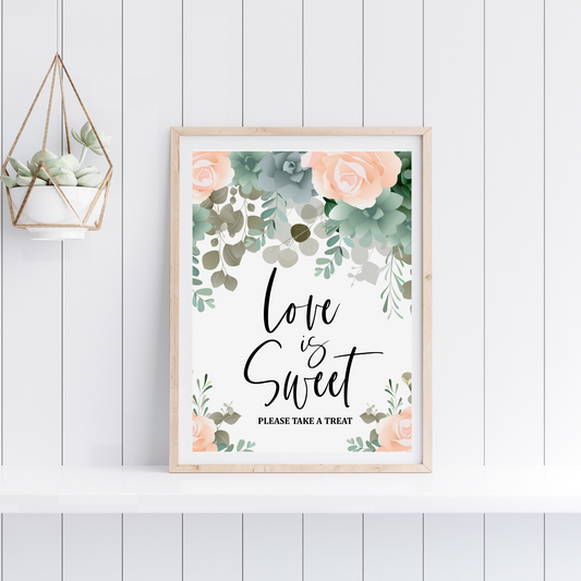 Love is Sweet Please Take a Treat Wedding Printable Sign - Floral