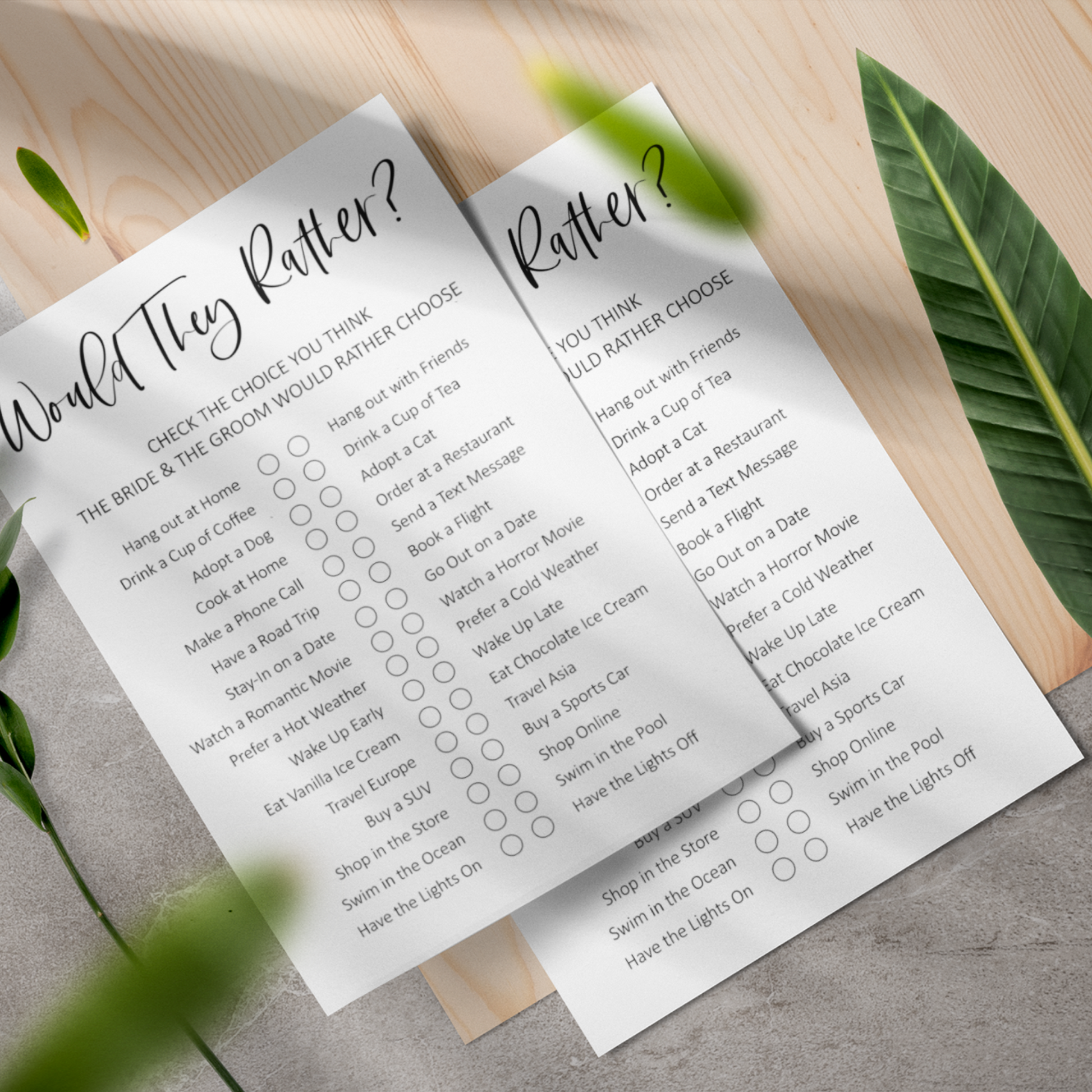 Printable Wedding Would They Rather Party Game - Droo & Aya