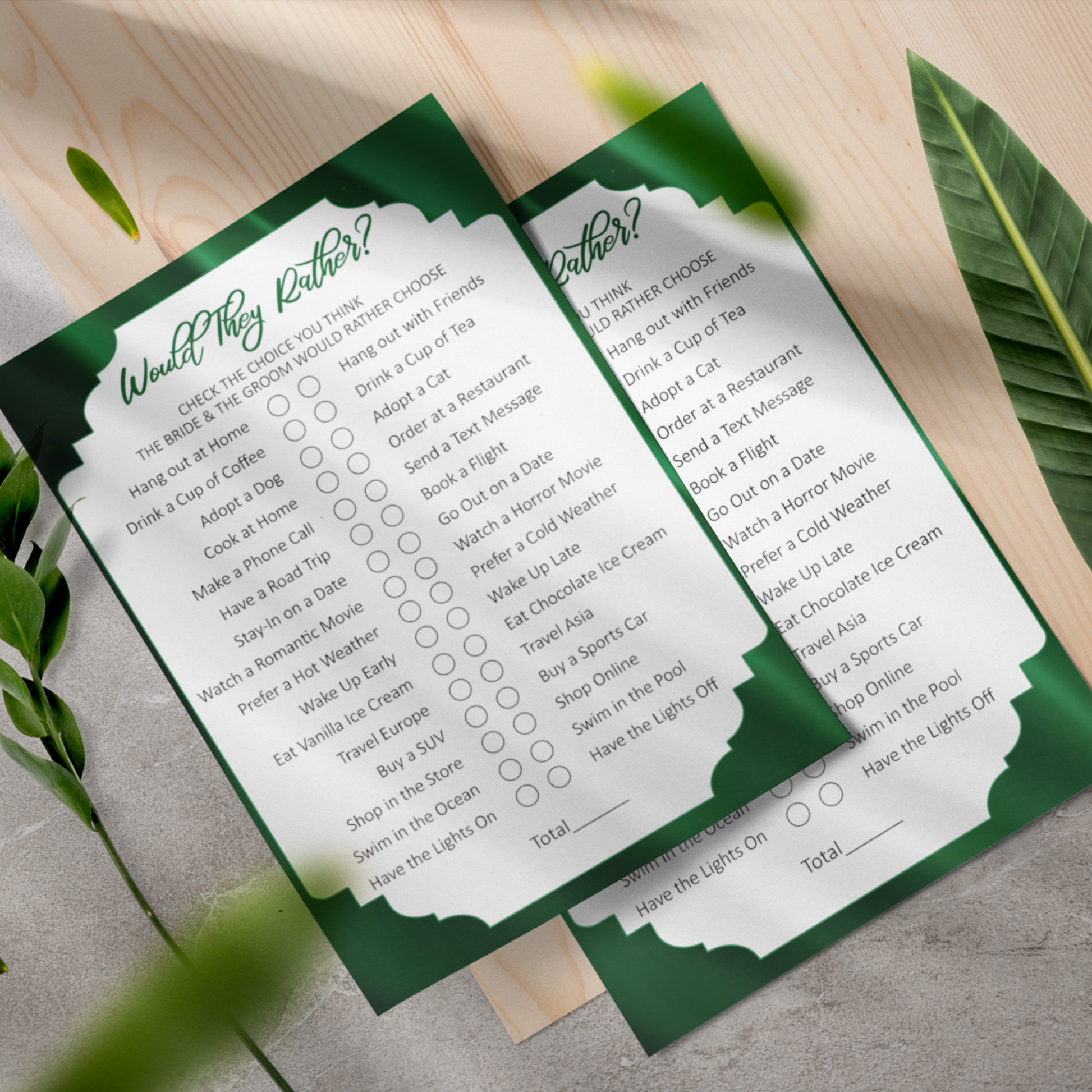 Would They Rather Wedding Printable Game