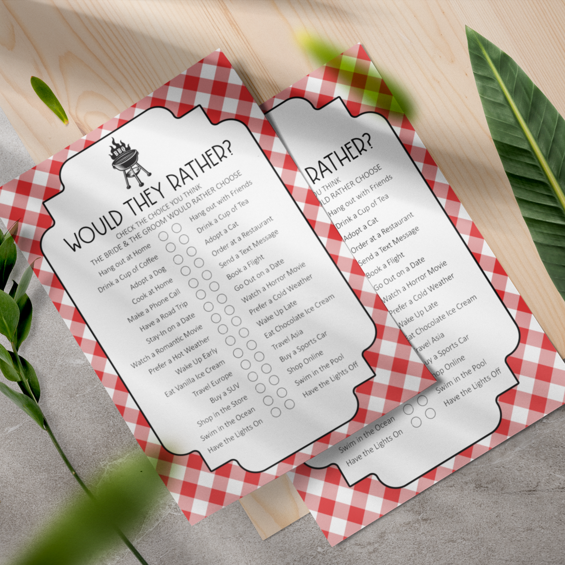 BBQ Themed Wedding Reception Game - Would They Rather