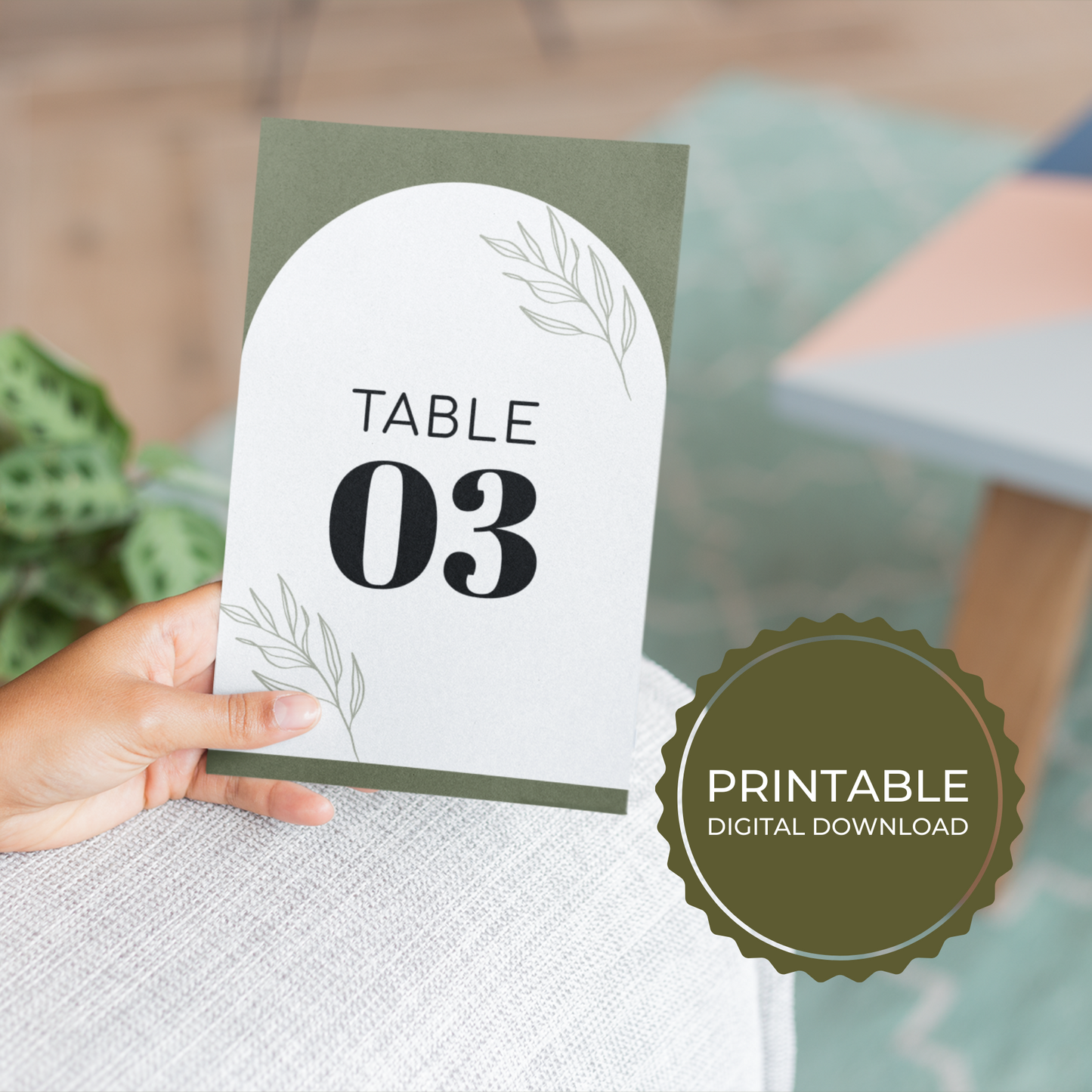 Eucalyptus Wedding Table Numbers Printable - Table 1-25