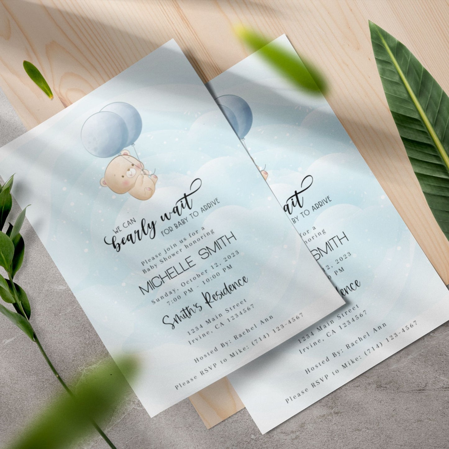 We Can Bearly Wait Baby Shower Invitation Template