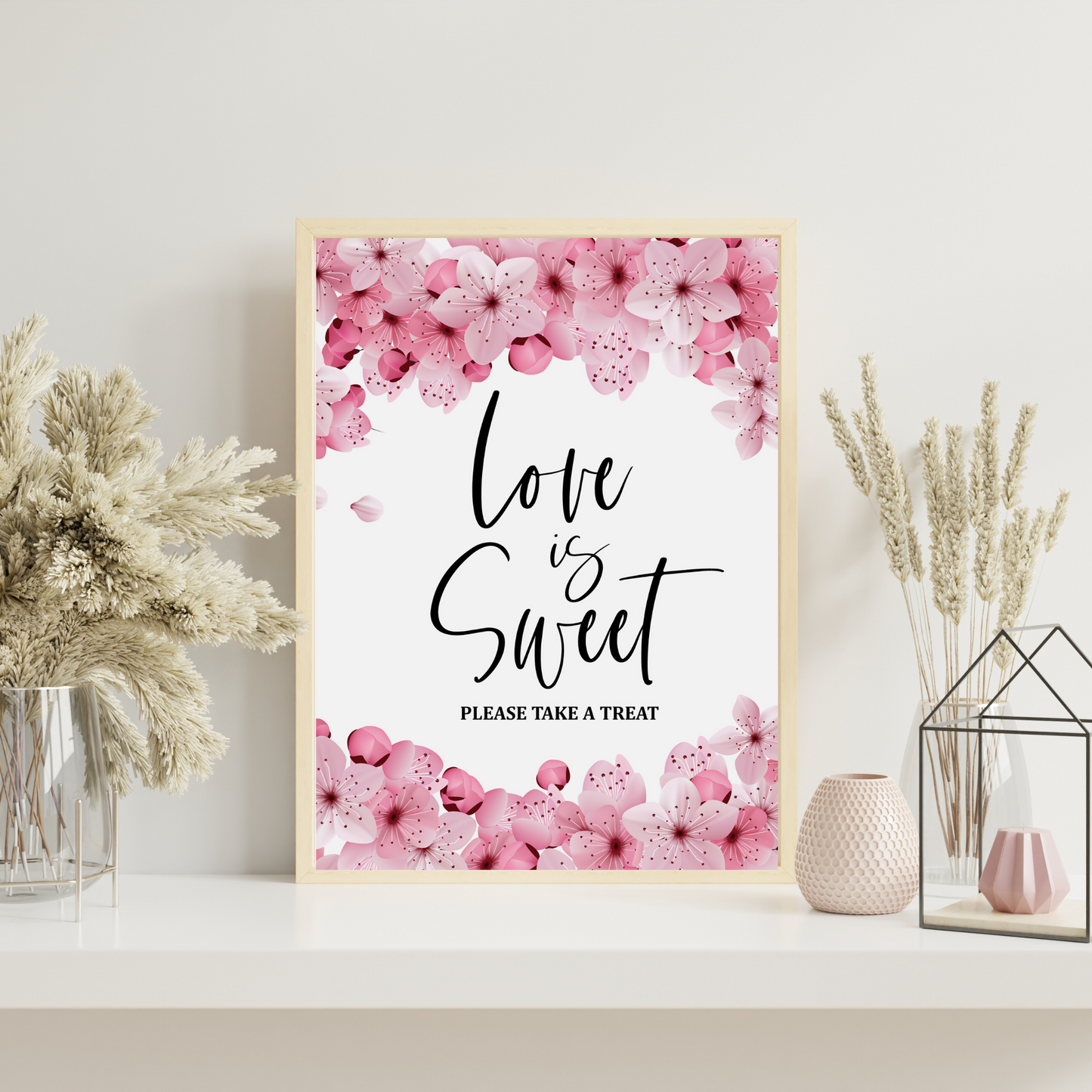 Cherry Blossom Pink Love is Sweet Please Take a Treat Wedding Printable Sign