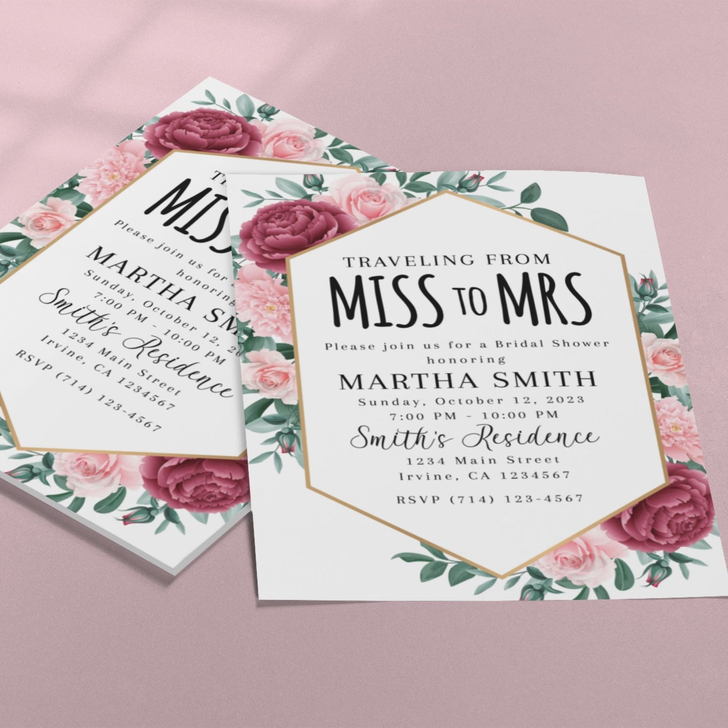 Miss to Mrs Invitation Template - Floral