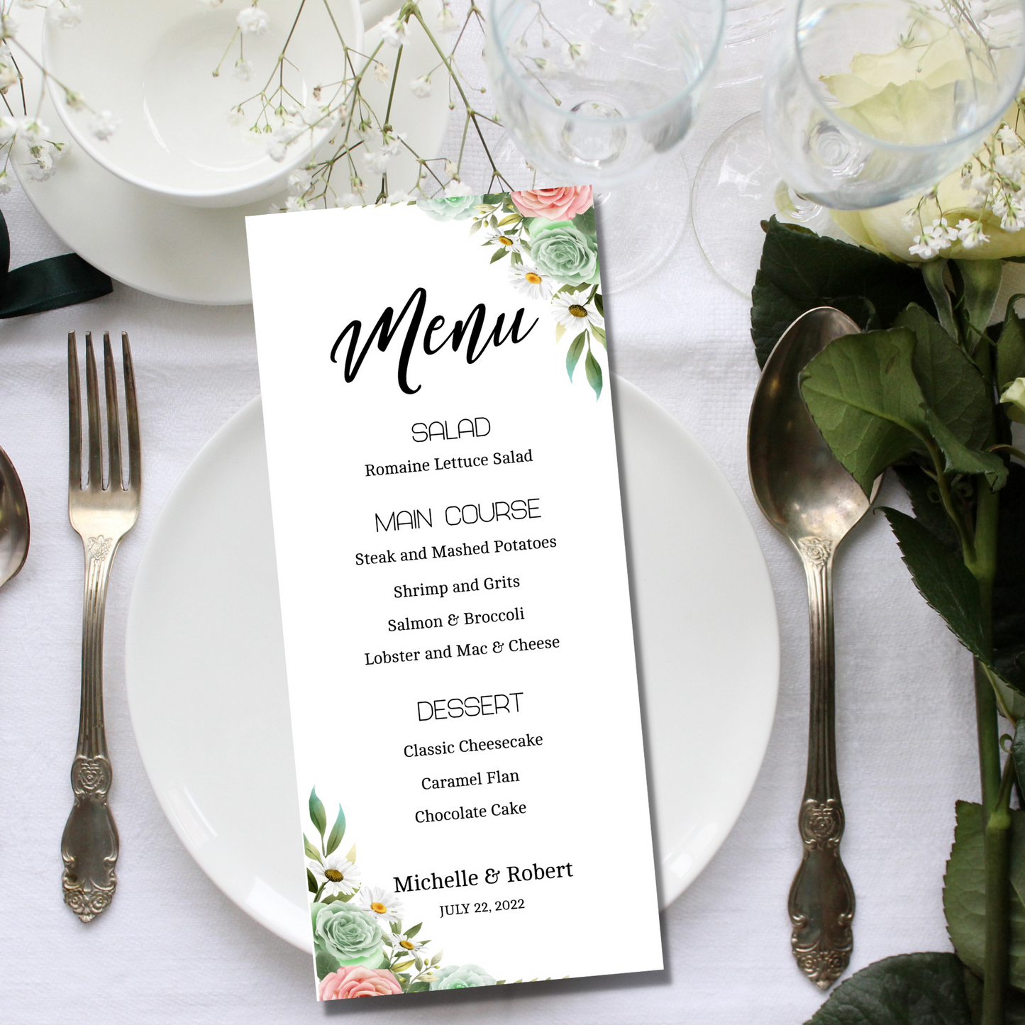 Wedding Menu Template - Floral