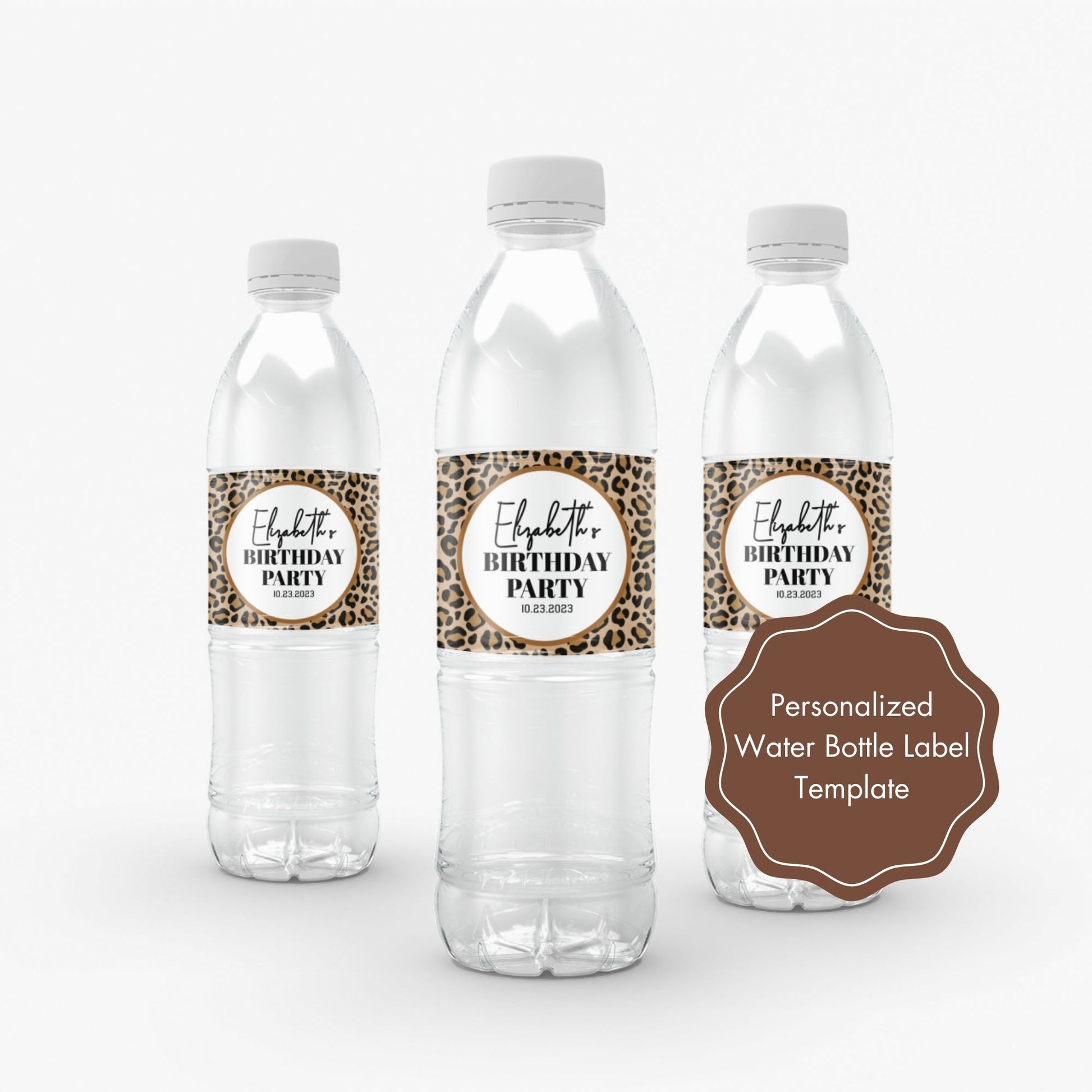 Leopard Theme Water Bottle Label Template 